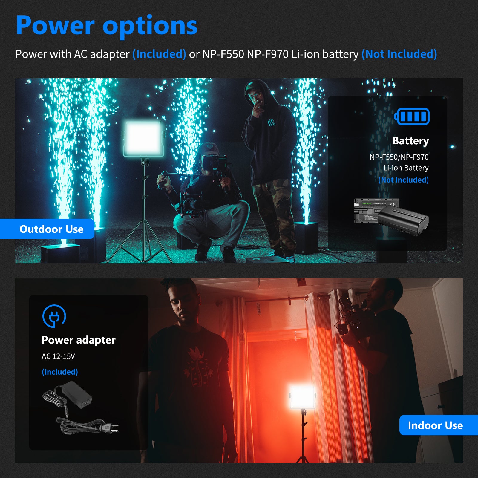 NEEWER 2 Pack RGB660 PRO LED Video Light Kit with 360° Color Adjustment - Perfect for YouTube, TikTok, Live Streaming & Photography Lighting