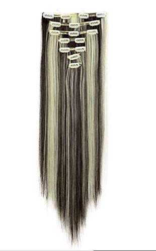 OSEN 6-Piece Straight Clip-In Double Weft Hair Extensions with 14 Clips - Ash Blonde | Natural-Looking Volume & Length for Daily Wear, Parties & Special Occasions