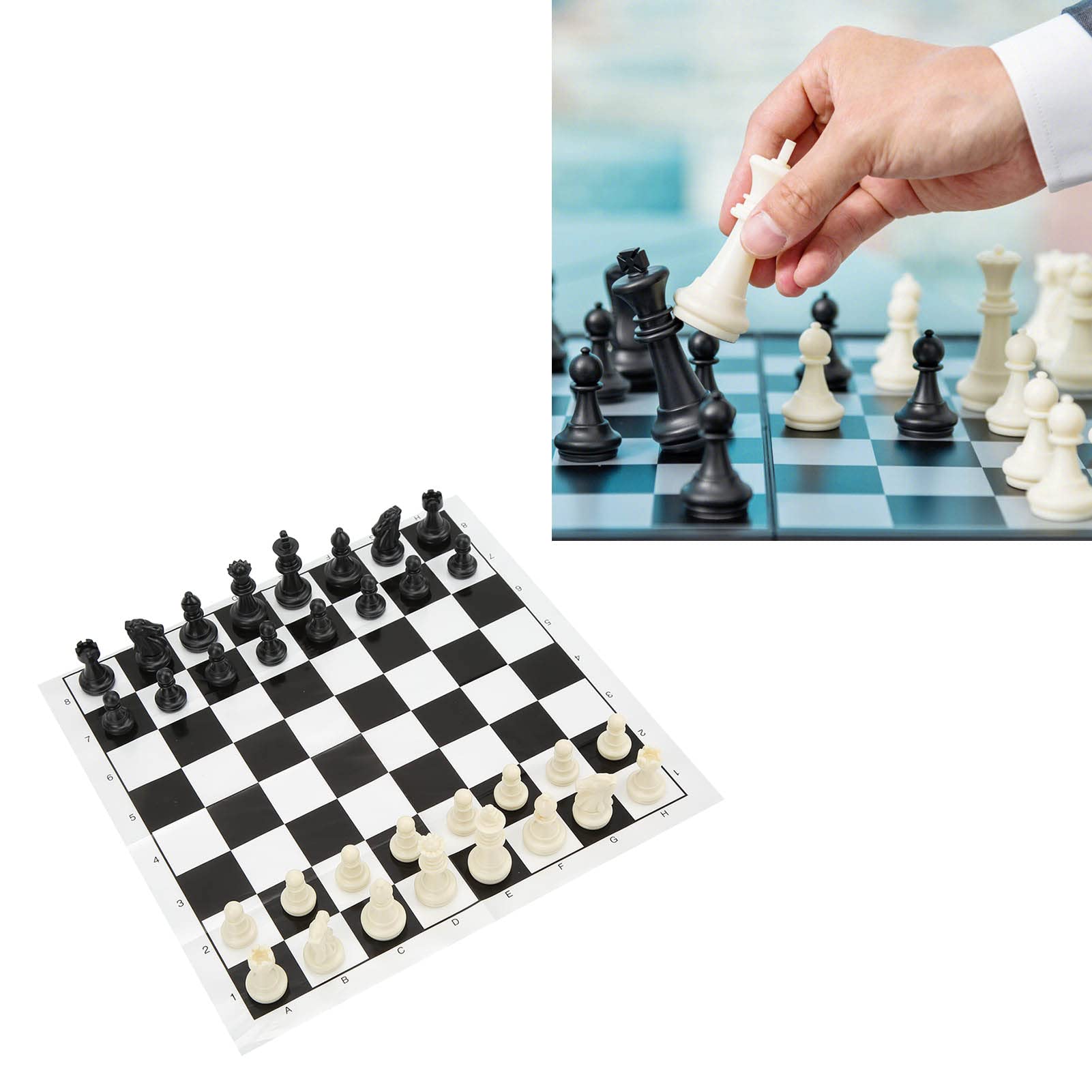 32-Piece Medieval Chess Set - Plastic International Standard Chess Game with Board - Perfect for Home, Office, and Gifts