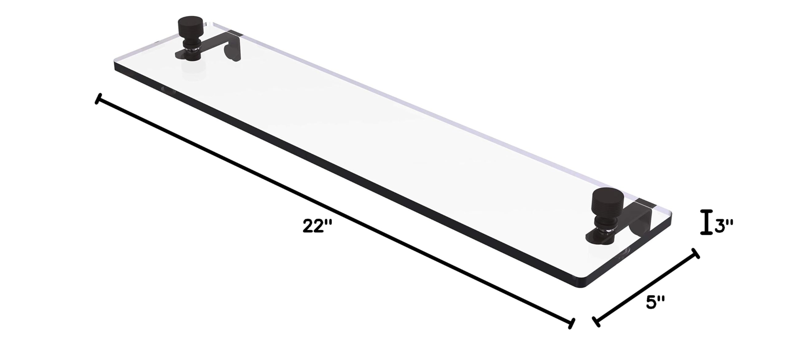 Allied Brass FT-1/22-ORB 22 Inch Oil Rubbed Bronze Glass Bathroom Shelf with Beveled Edges - Perfect for Vanity Storage, Shower Organizer & Bathroom Decor