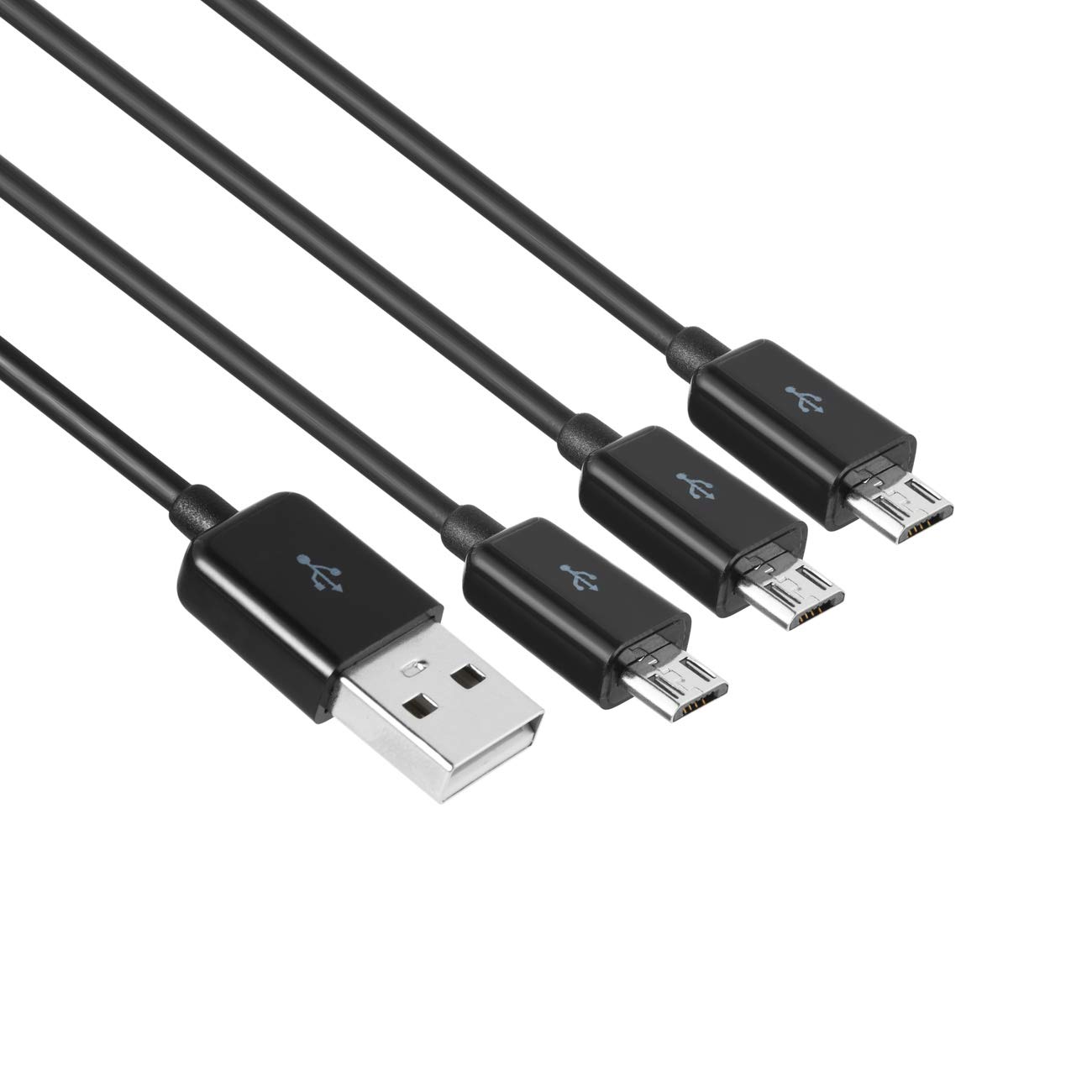 Premium 3-in-1 USB 2.0 A Male to Micro USB Splitter Cable - Fast Charging & Data Sync for Smartphones, Tablets, Cameras - Durable 1M Black Cable for Home, Office & Travel Accessories