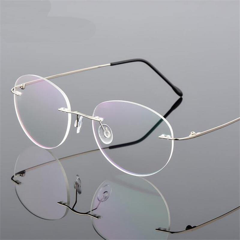 Retro Round Foldable Ultra Light Blue Light Blocking Computer Glasses - Memory Frame Rimless Eyewear for Men & Women - Perfect for Office, Gaming & Screen Time