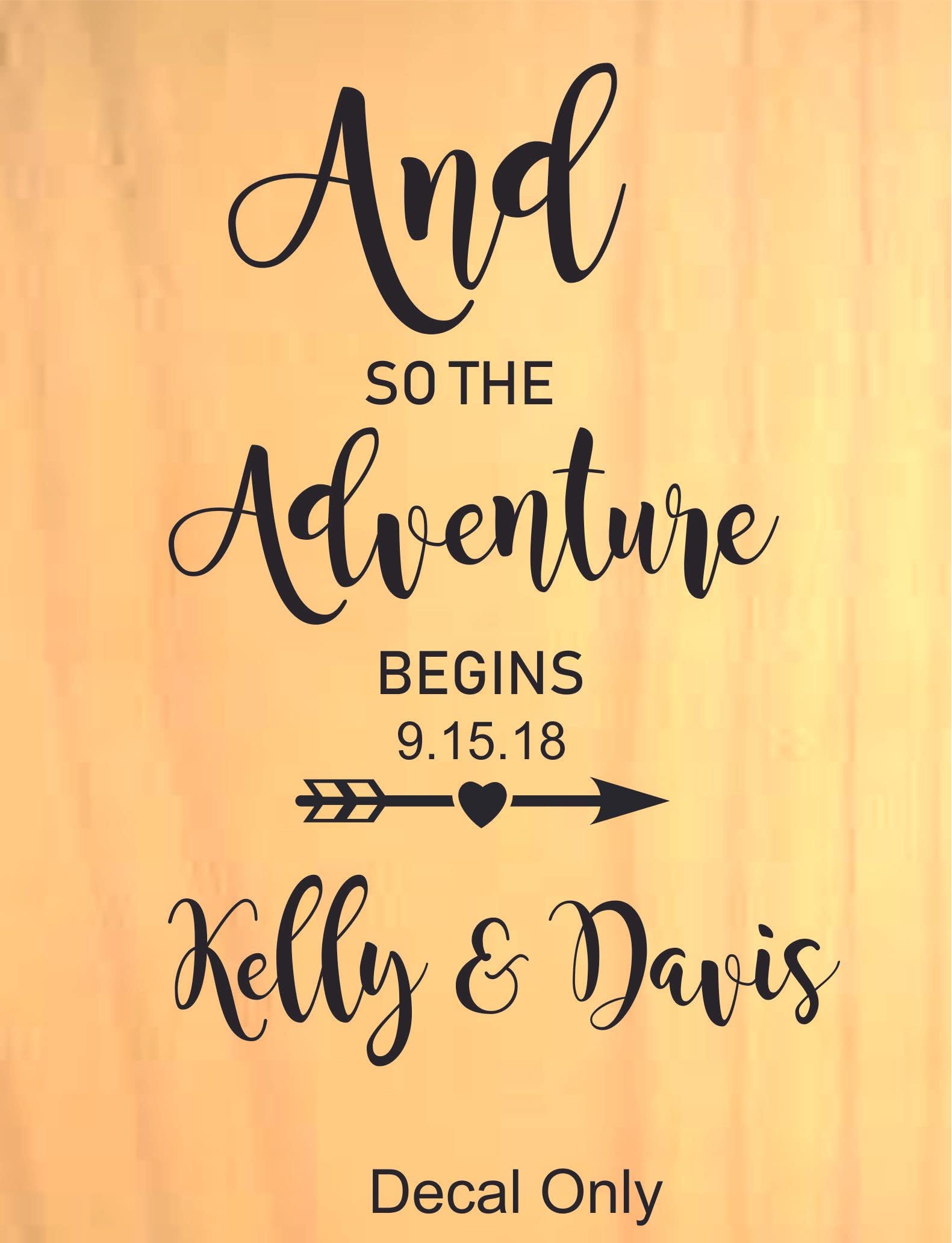 Personalized 'And So The Adventure Begins' Wedding Sign - Custom Motivational Quote for Wedding Announcements - 30x15 Inch Rustic Home Decor - Perfect for Wedding Welcome Signage, Bride & Groom Entrance Decor