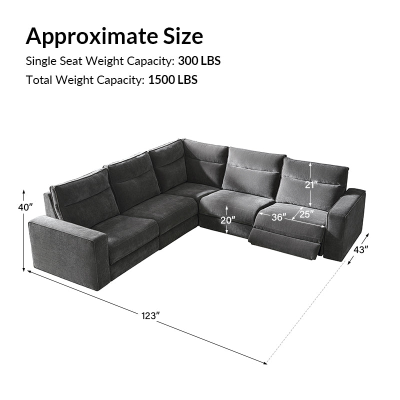 EliteNest Smart Modular Sofa with Power Recliners - Easy Assembly, Customizable Living Room Furniture for Modern Home & Entertainment Spaces