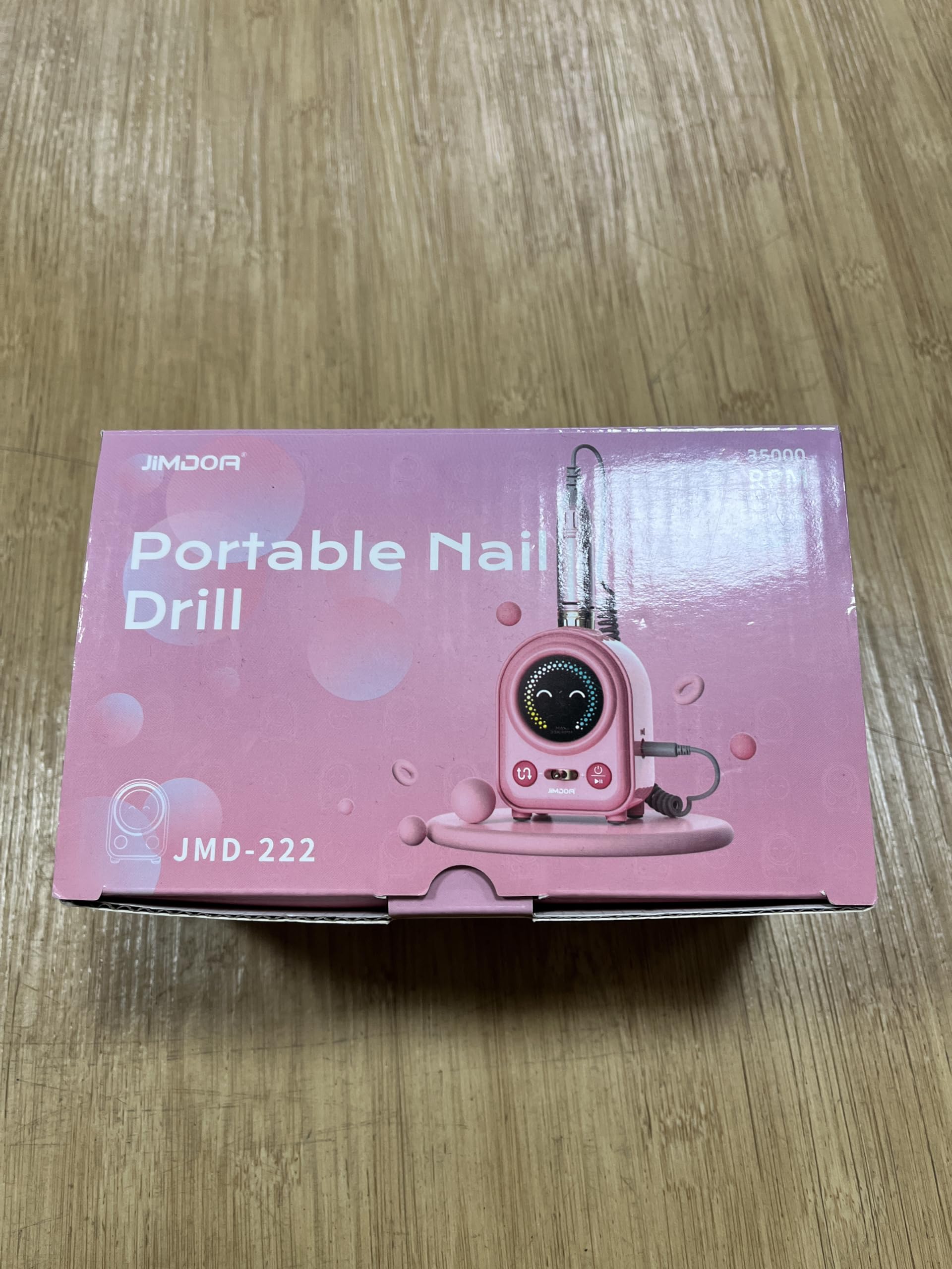 Professional Electric Nail Drill 35000RPM - Adjustable Speed Manicure & Pedicure Kit with 4 Drill Bits, Quiet Portable Nail File for Acrylic & Gel Nails - Perfect for Home Salon & Professional Nail Care (Pink)