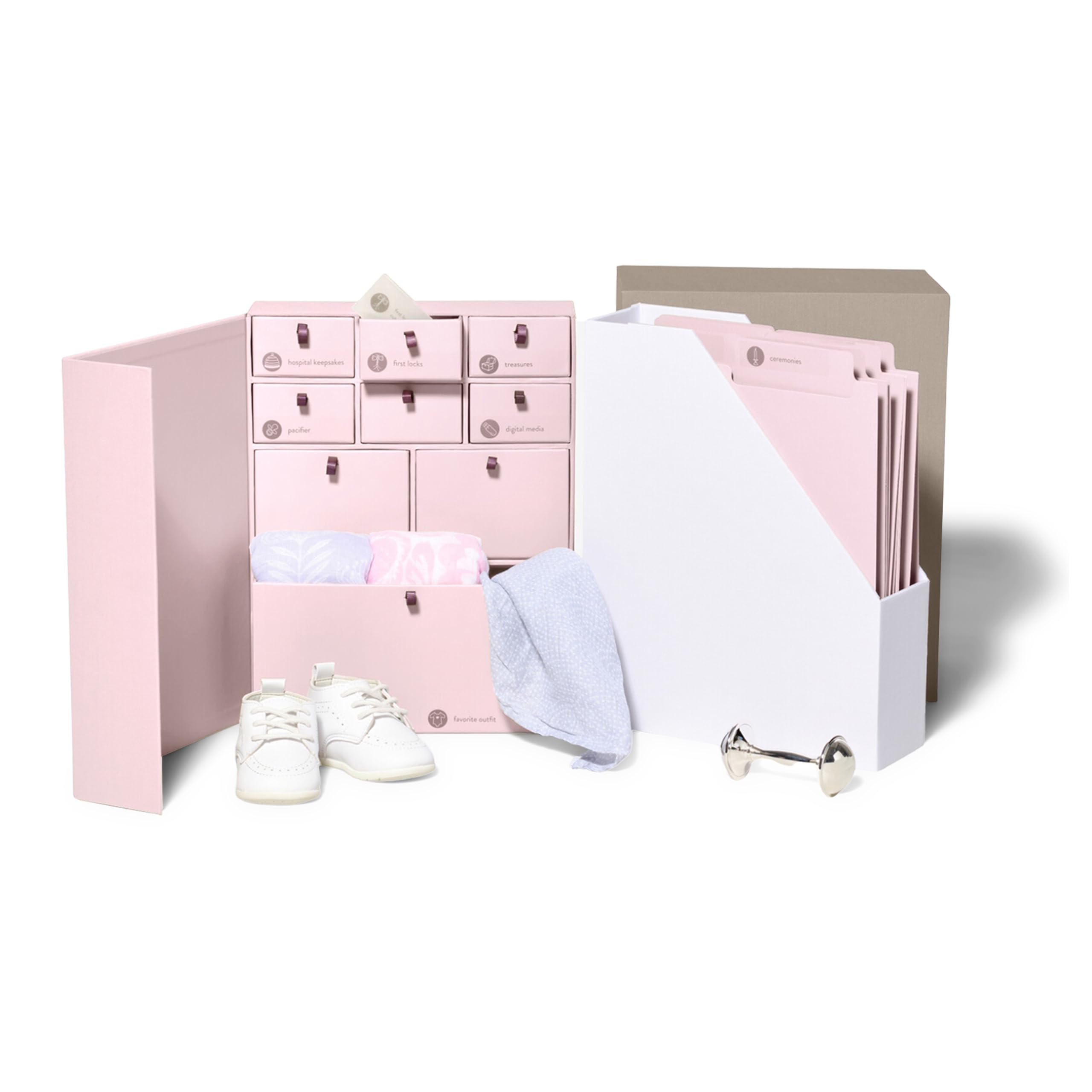 The Original Deluxe Baby Keepsake Box - Acid-Free Fabric Memory Organizer for Newborns | Gender Neutral Minimalist Keepsake Storage with Labels | Perfect for Pregnancy, Baby Showers, Mother's Day & Newborn Gifts | Nursery Organization & Cherished Moment Preservation