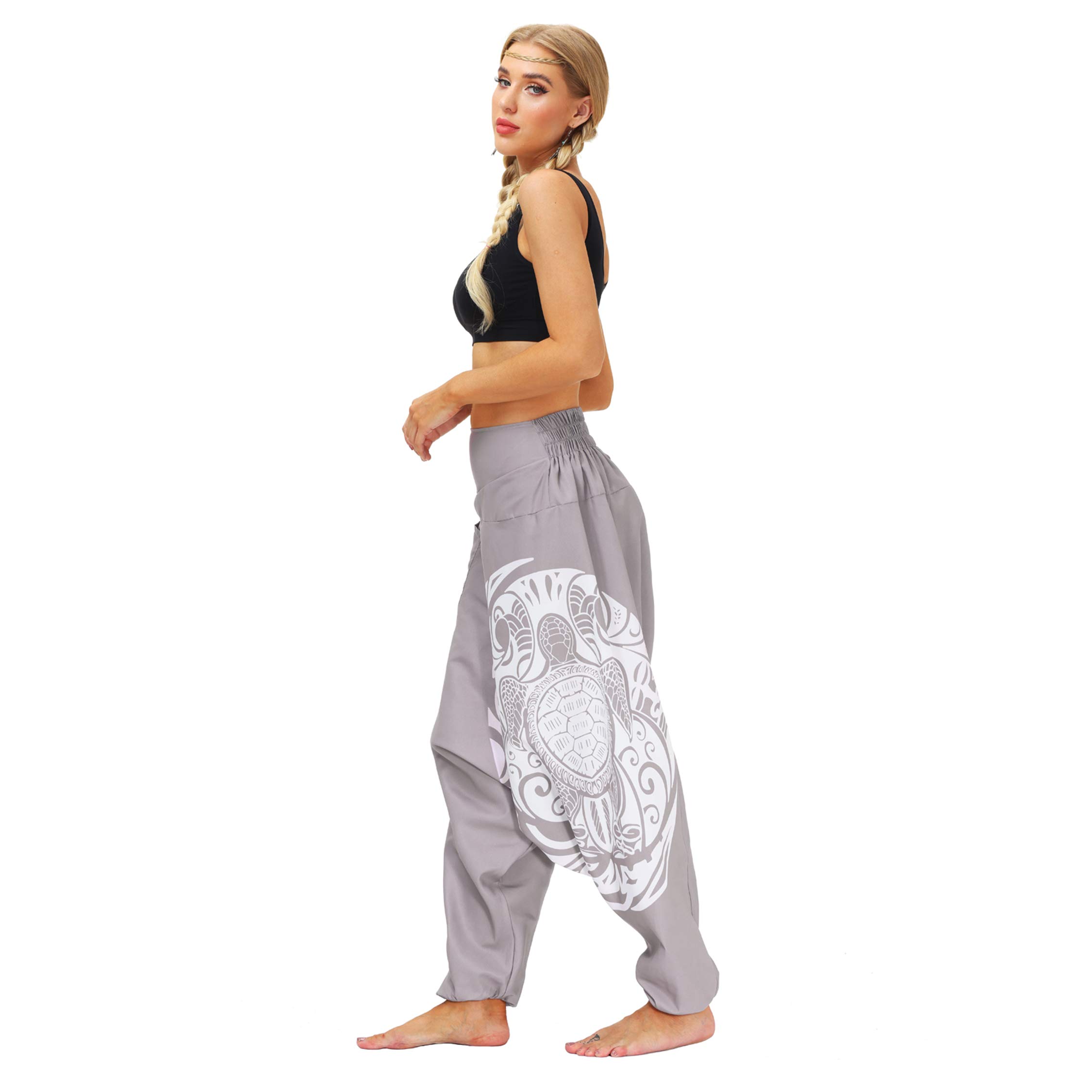 VISSAY Women's Boho Pants - Harem Smocked Waist Yoga Palazzo Pants for Summer, Beach & Travel - Hippie Chic Casual Wear for Yoga, Meditation & Festivals