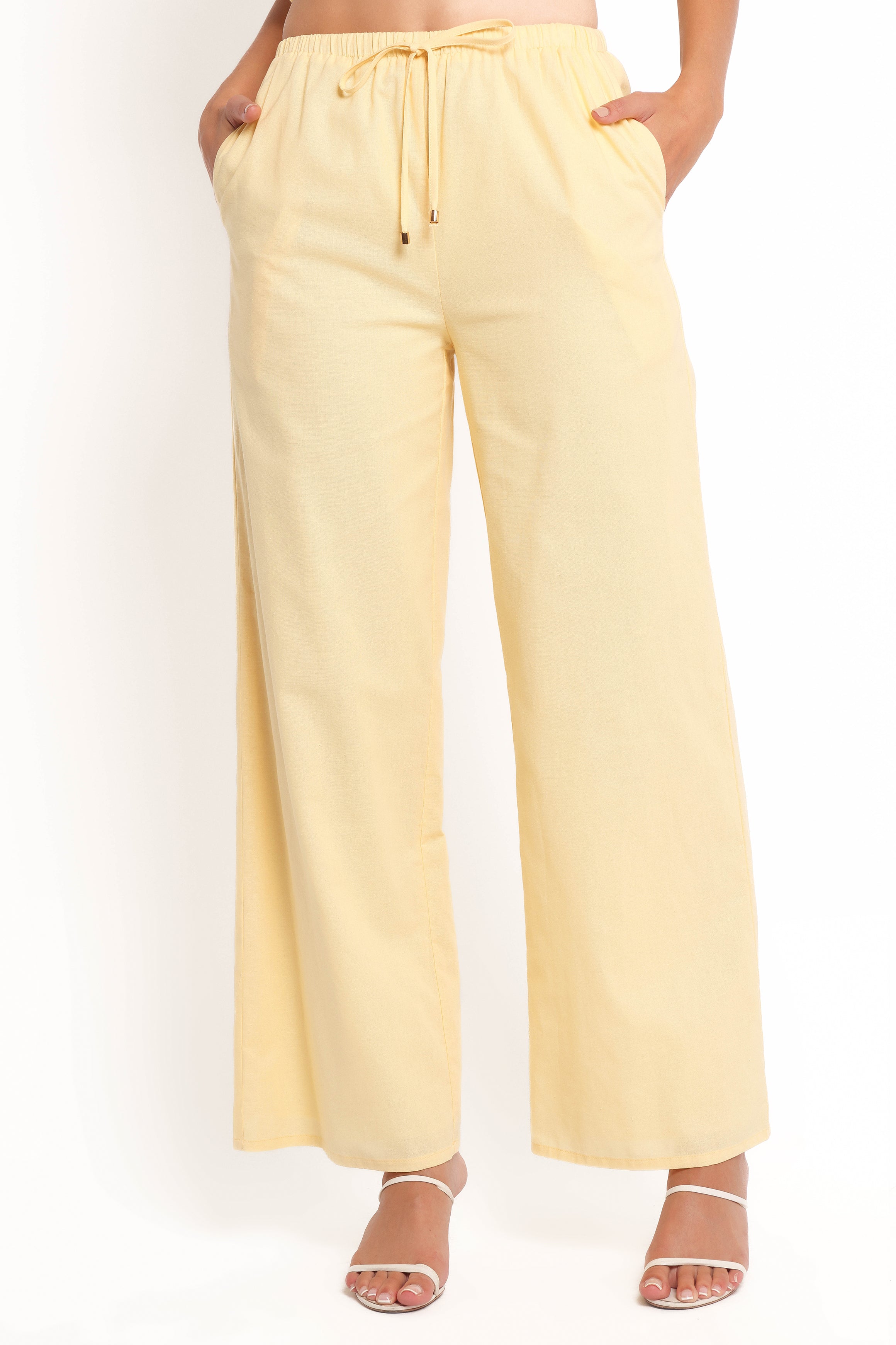 Ember Cotton Pants for Women - Soft & Comfortable Butter Yellow Lounge Pants - Perfect for Yoga, Sleepwear & Relaxing at Home