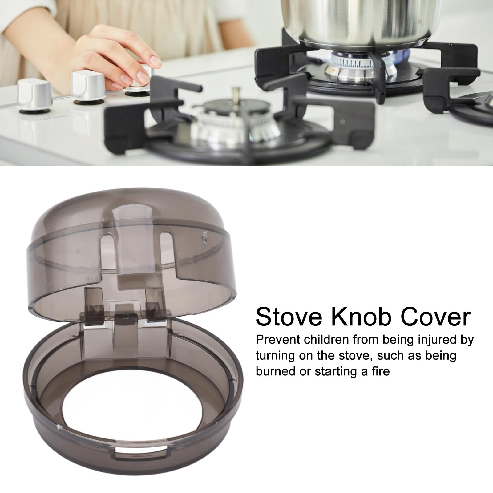 5-Pack Universal Stove Knob Covers for Child Safety - Heat Resistant Gas Oven Knob Protectors for Home, Restaurant & Hotel Use - Transparent Black (Prevent Accidental Burns in Kitchen)