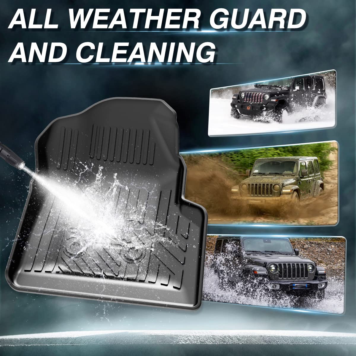 **Jeep Wrangler TJ Floor Mats (1997-2006) - Heavy Duty TPE All-Weather Protection, Front Row Liners with Electronic Pattern (2-Piece Set, Black) - Perfect for Off-Roading, Daily Commuting & Extreme Weather Conditions**