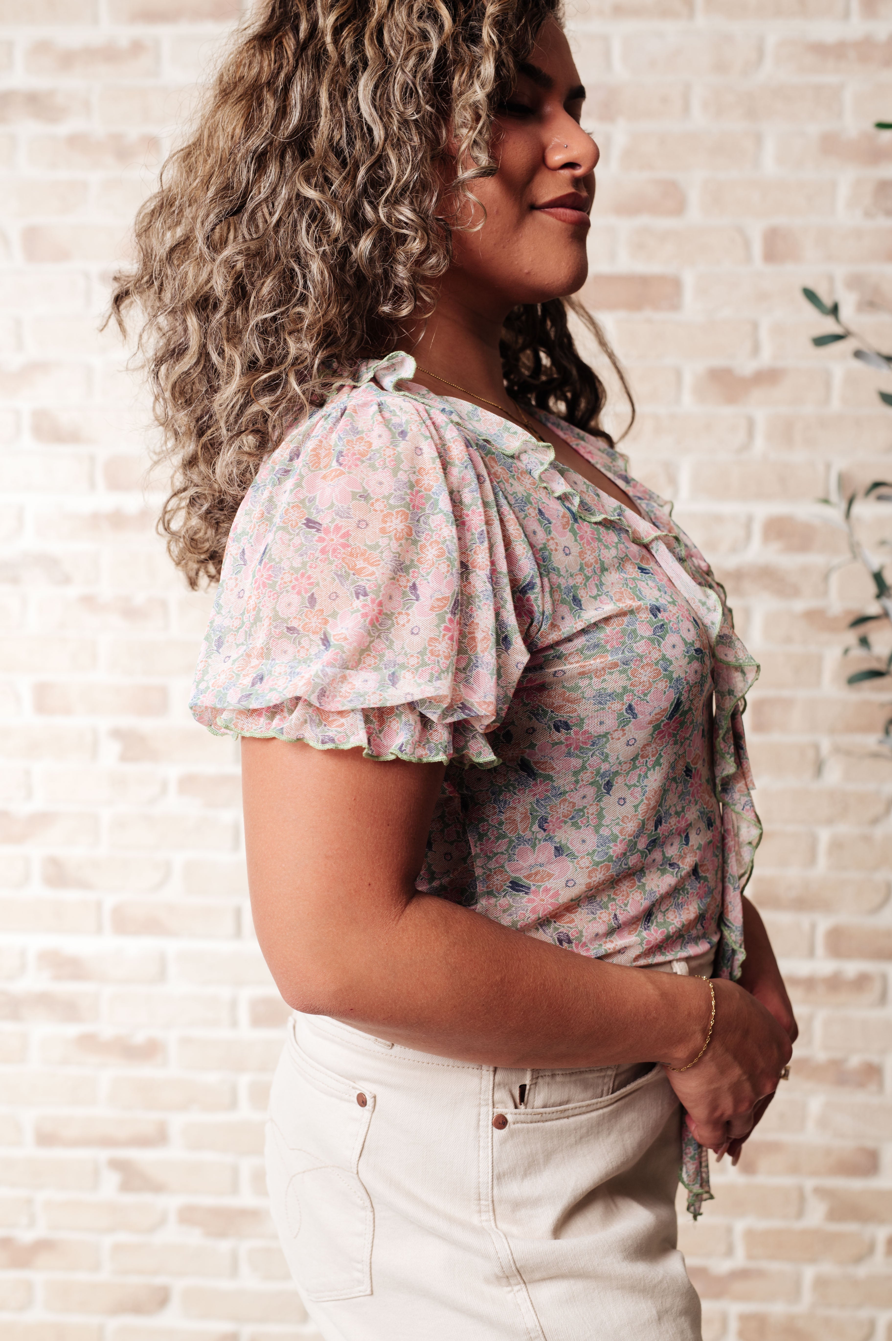 Divine Feminine Balloon Sleeve Bodysuit - Women's Flowy Lace Blouse Top for Boho Chic, Date Night & Special Occasions