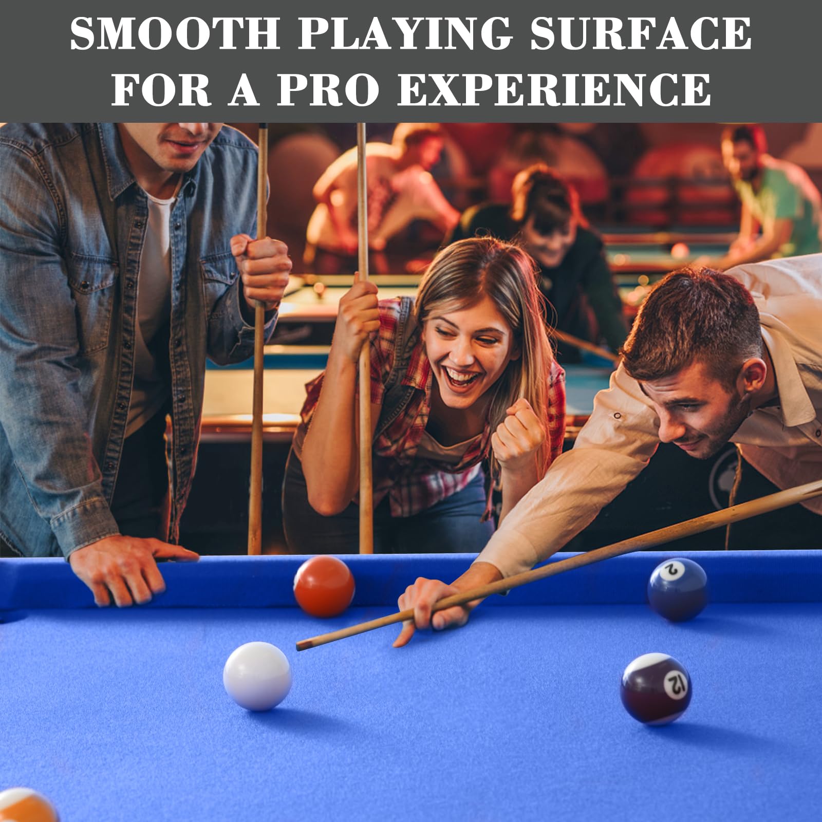 4.5Ft Portable Pool Table for Kids & Adults - Mini Billiards Game Set with 2 Cue Sticks, Balls, Triangle, Chalk & Brush - Perfect for Family Game Nights, Home Bars, and Gym Room Entertainment