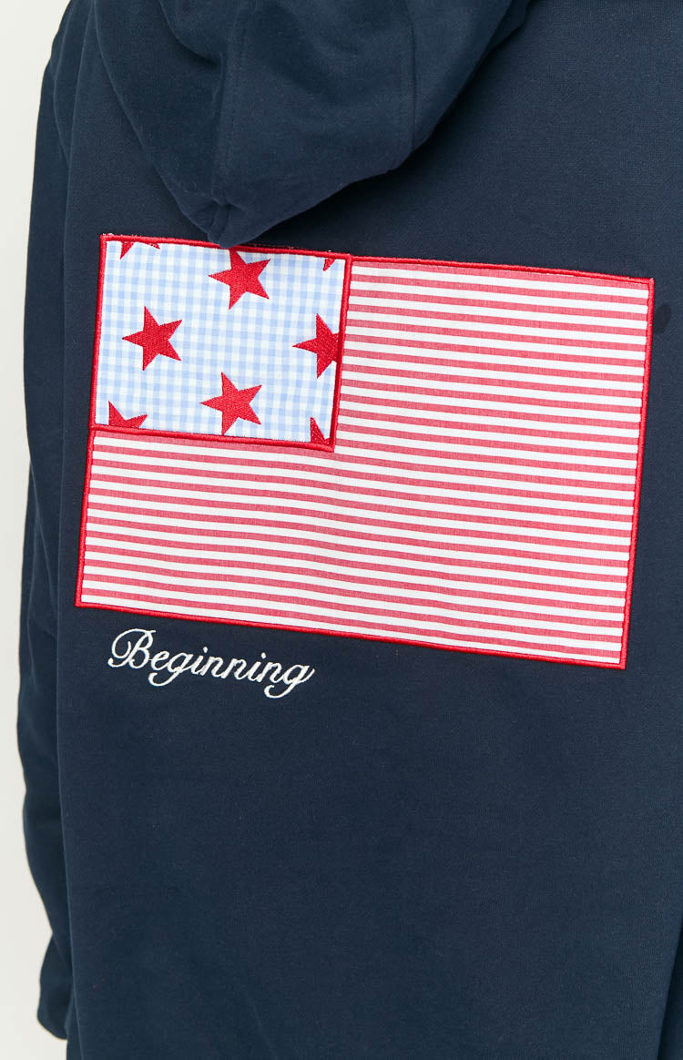 Beginning Navy USA Hoodie - Premium Cotton Pullover for Men & Women | Casual Wear, Street Style & Outdoor Activities