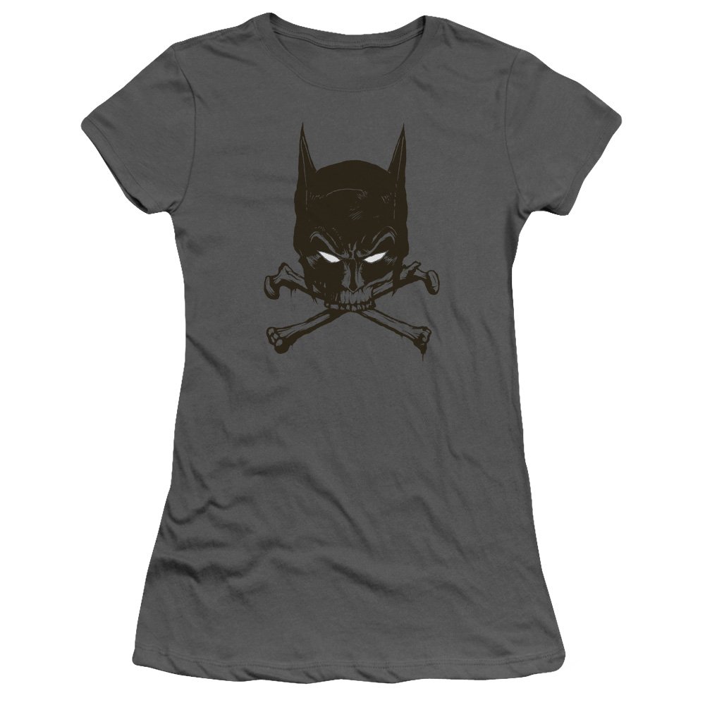 Batman Bat and Bones Juniors' Sheer Fitted T-Shirt | Official DC Comics Graphic Tee | Cool Superhero Costume for Kids & Teens | Perfect for Cosplay, Halloween & Comic Con