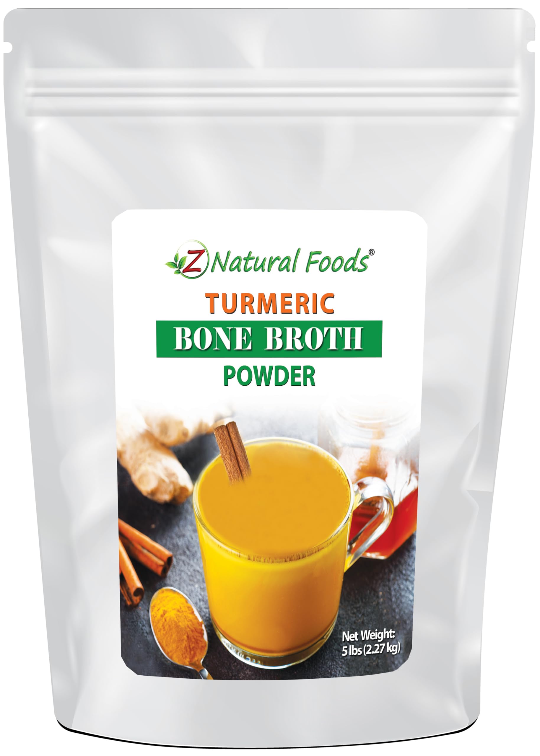 Premium Turmeric Bone Broth Powder (Bovine) - 5 lb Bulk Size | USA Made | High Protein, Collagen & Amino Acids | All Natural, Non-GMO, Gluten Free Superfood Supplement | Perfect for Smoothies, Soups, Keto & Paleo Diets | Supports Gut Health & Immunity