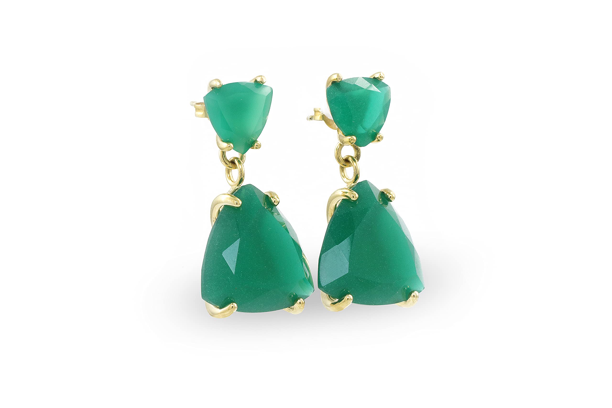 Exquisite Green Onyx Dangle Earrings for Women - Handmade Double Stone Stud Fashion Jewelry - Perfect for Weddings, Parties & Special Occasions | Unique Gift for Her