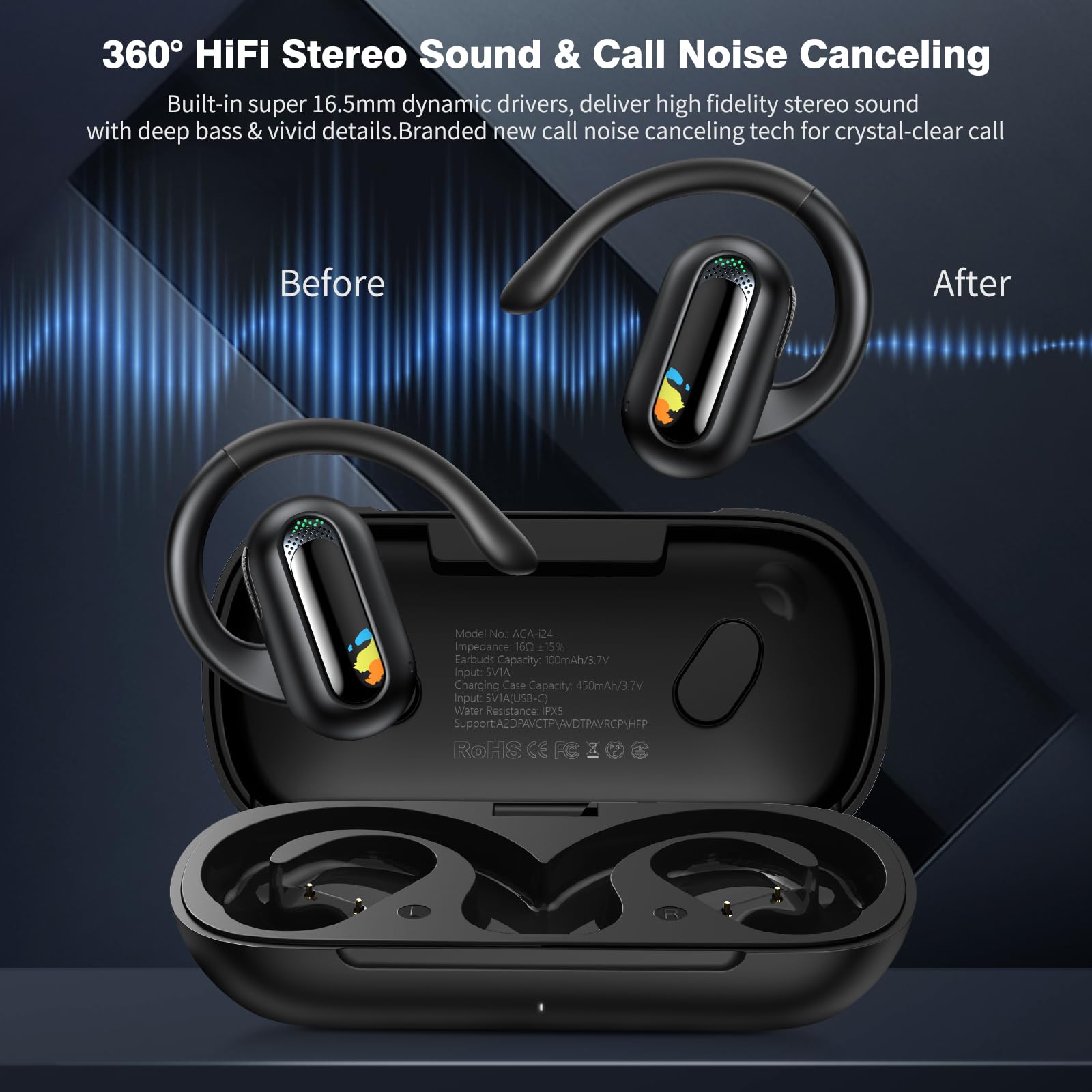 APETOO Kids Headphones Wireless Bluetooth 5.3 Open Ear Earbuds for Children Teens - Safe Comfortable Over-Ear Headset for School, Travel, Airplane, Kindle, Tablet & Smartphone Use