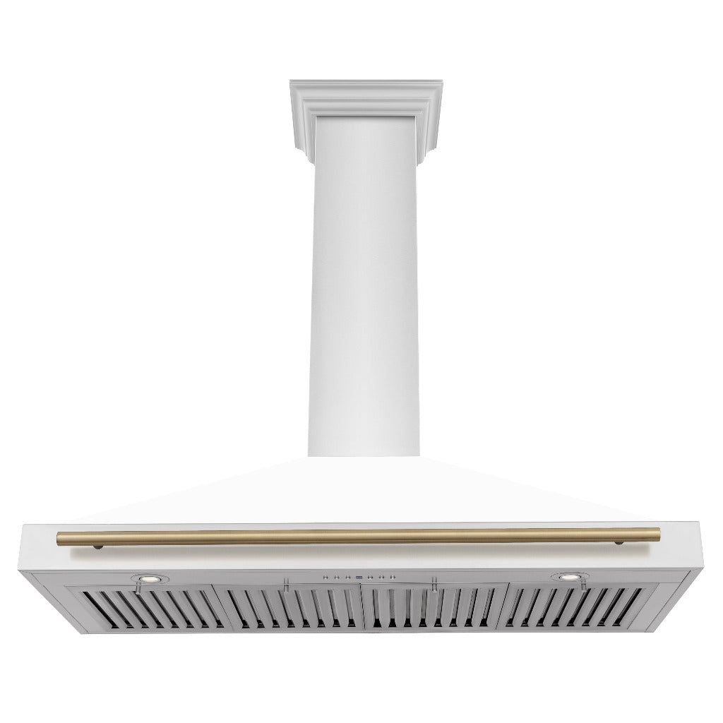 ZLINE KB4STZ WM48 48-Inch Convertible Stainless Steel Range Hood with White Matte Shell - Professional Kitchen Ventilation for Home Chefs | Perfect for Modern Kitchens, Open-Concept Homes & Gourmet Cooking