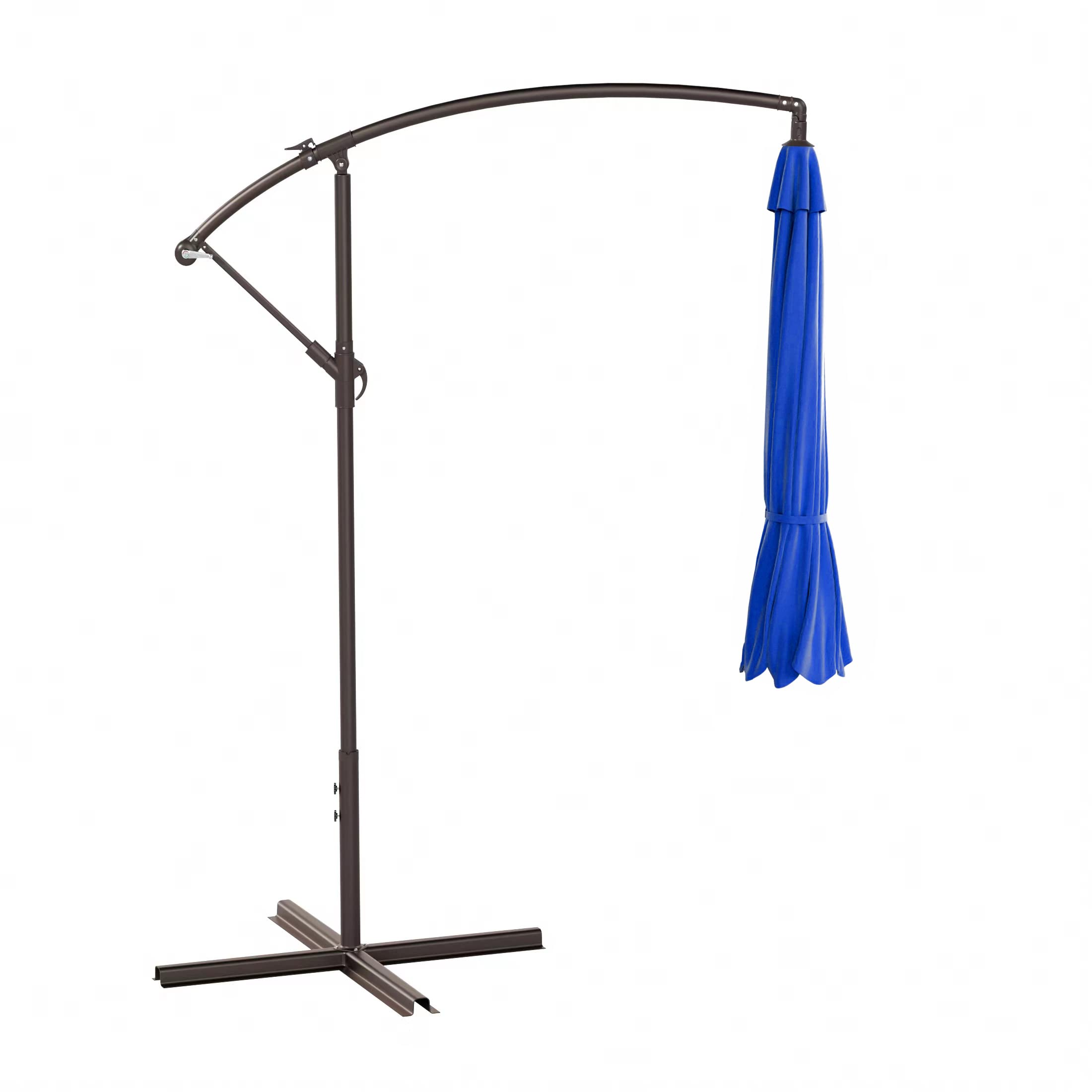 10ft Outdoor Patio Cantilever Umbrella with Stand - 2 Piece Hanging Shade Kit for Backyard, Poolside & Garden - WO Home Furniture