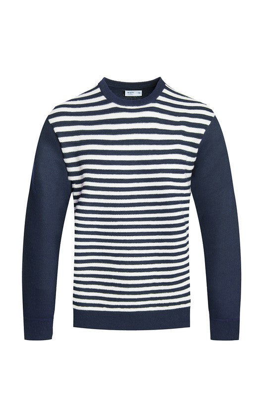 Cozy Striped Knit Sweater for Women - Soft Round Neck Pullover for Fall & Winter - Casual & Office Wear