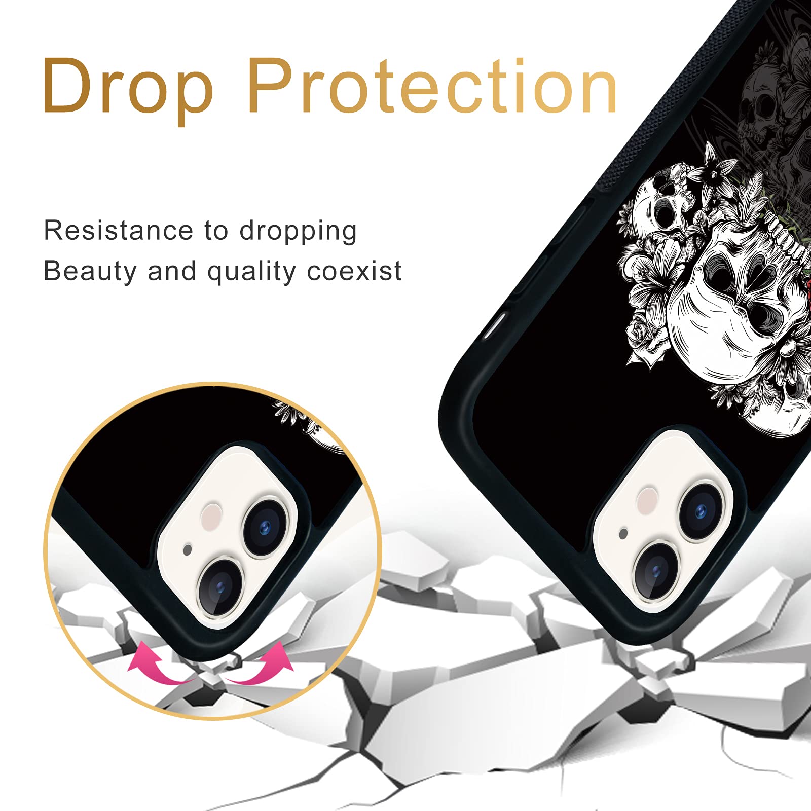 Skull Phone Case for iPhone 11 (6.1 Inch) - Shockproof Protective TPU Aluminum Cover with Cool Skull Design for Teen Boys & Girls | Perfect for School, Parties, and Everyday Use
