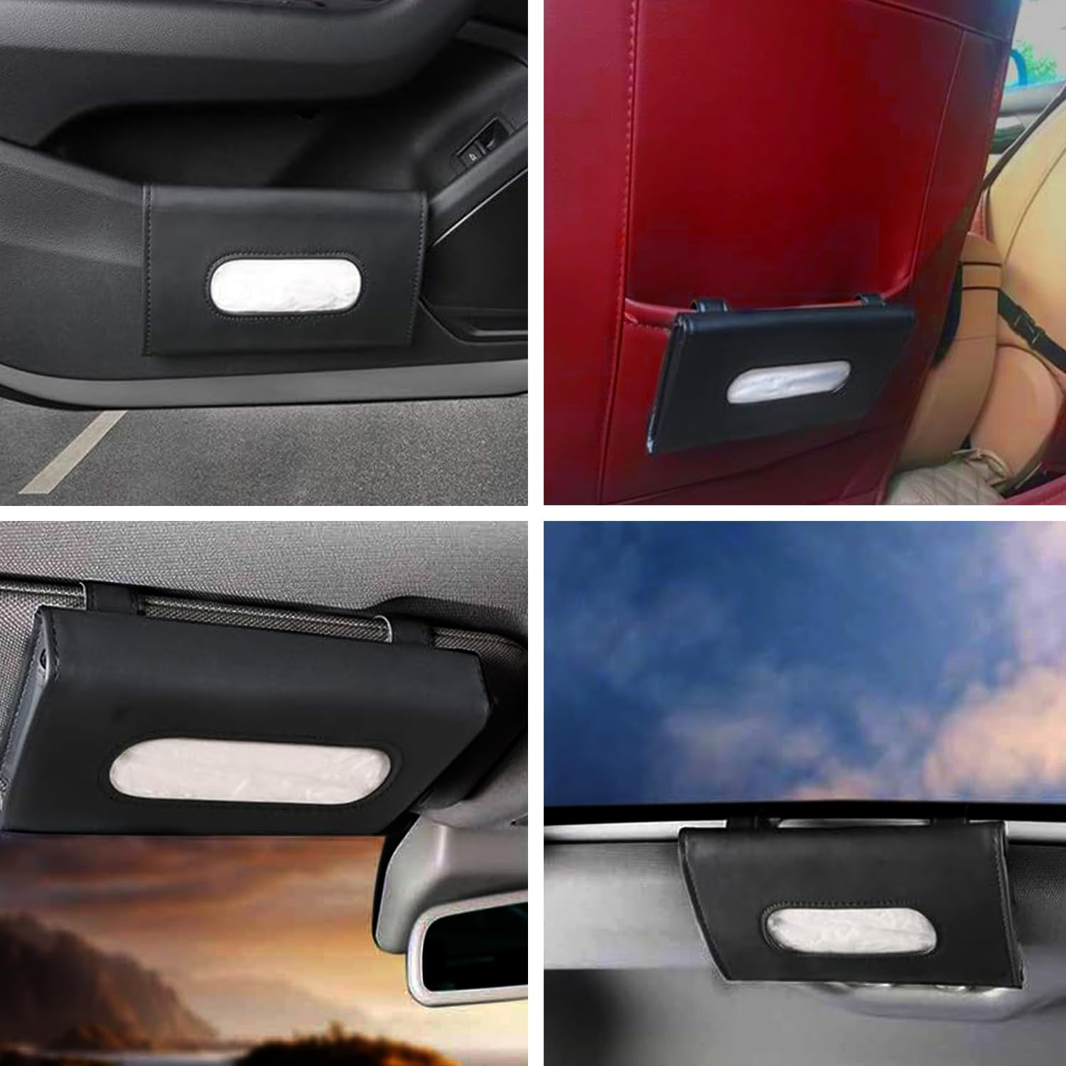 Ronton PU Leather Car Tissue Holder - Durable Sun Visor & Backseat Napkin Dispenser for Vehicles - Perfect for Road Trips, Daily Commutes and Family Travel Accessories