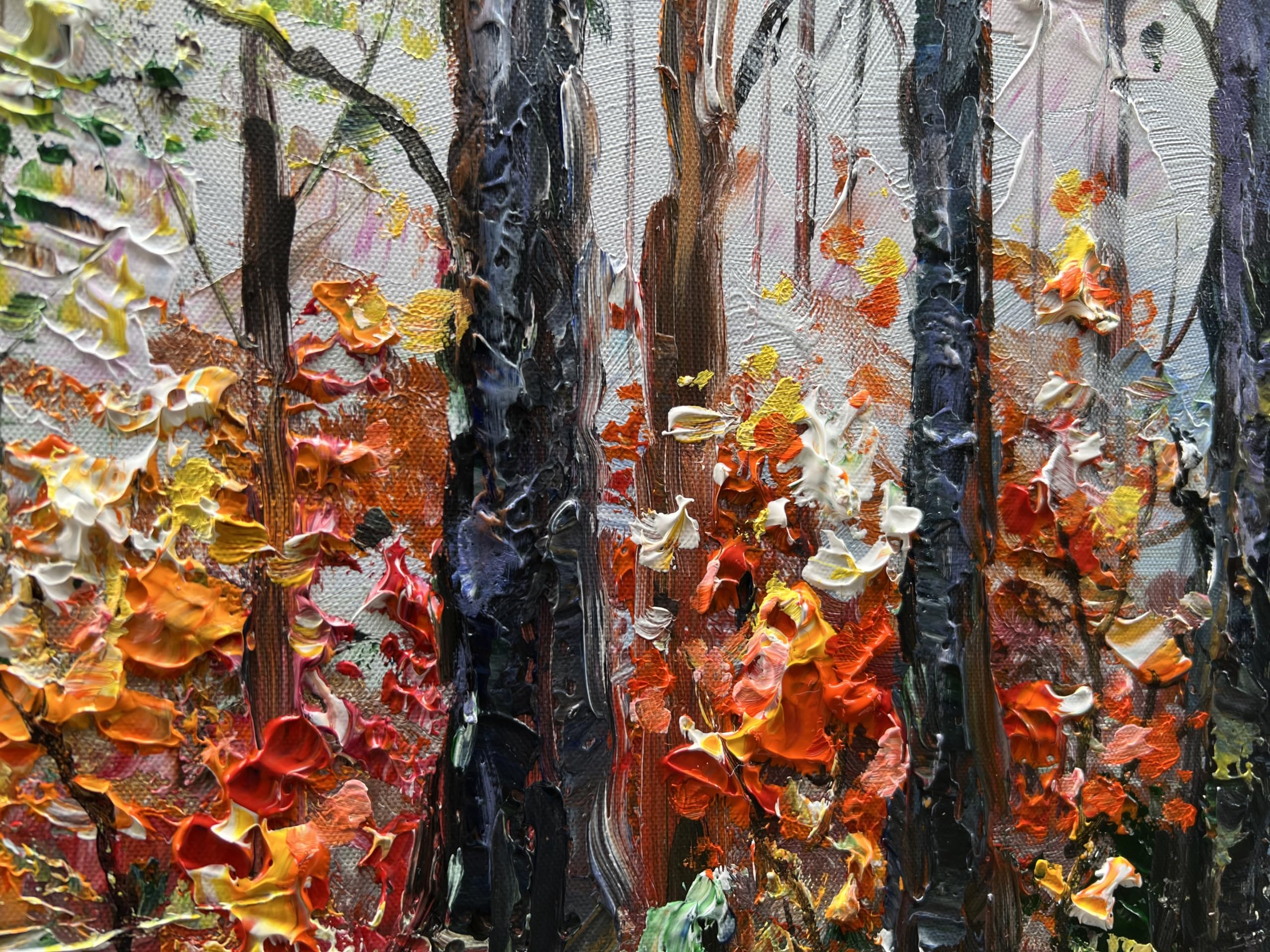 Modern Abstract Art Forest Landscape Oil Painting - 24x48 Inches Wall Decor for Living Room, Bedroom & Office - Handmade Canvas Artwork for Home & Office Decoration