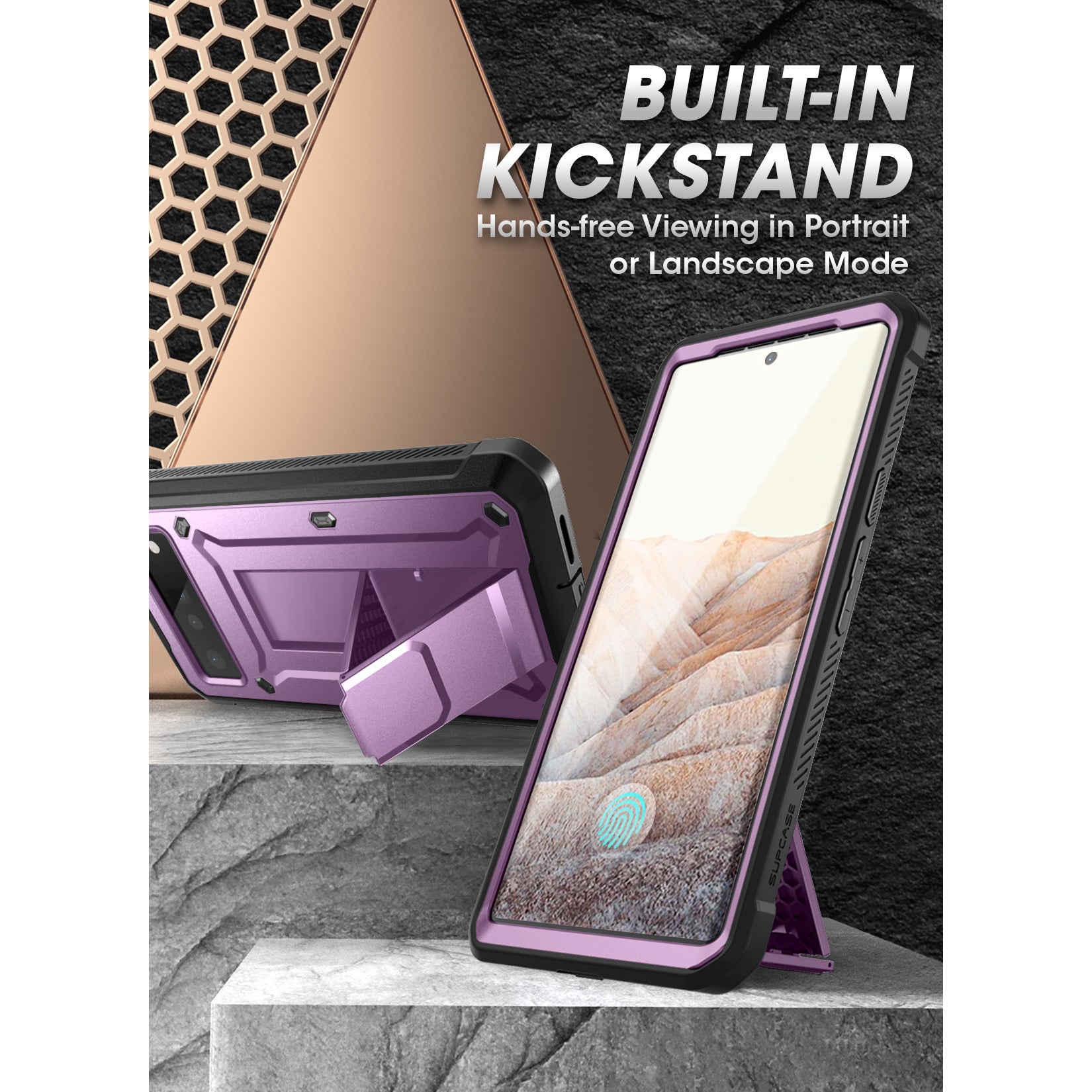 Google Pixel 6 Pro Case - Unicorn Beetle PRO Rugged Holster with Kickstand | Shockproof & Drop Protection | Metallic Purple | Perfect for Outdoor Activities & Extreme Sports