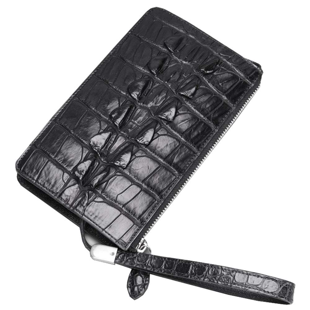 EEKUY Men's Crocodile Leather Clutch Wallet - Slim RFID Blocking Card Holder for Credit Cards, Cash & Phone (8.3×4.7×1.2 inches) - Perfect for Business, Travel & Everyday Use