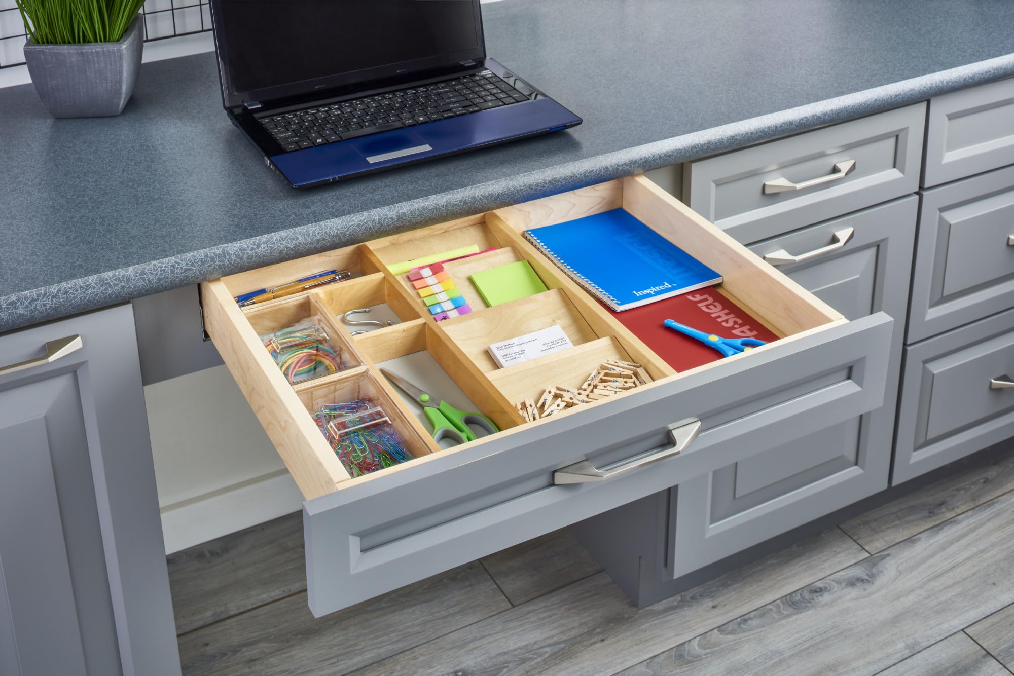 Rev-A-Shelf Wood Trim Vanity Drawer Organizer - Custom Fit Bathroom Storage Solution for Makeup, Jewelry & Toiletries Organization