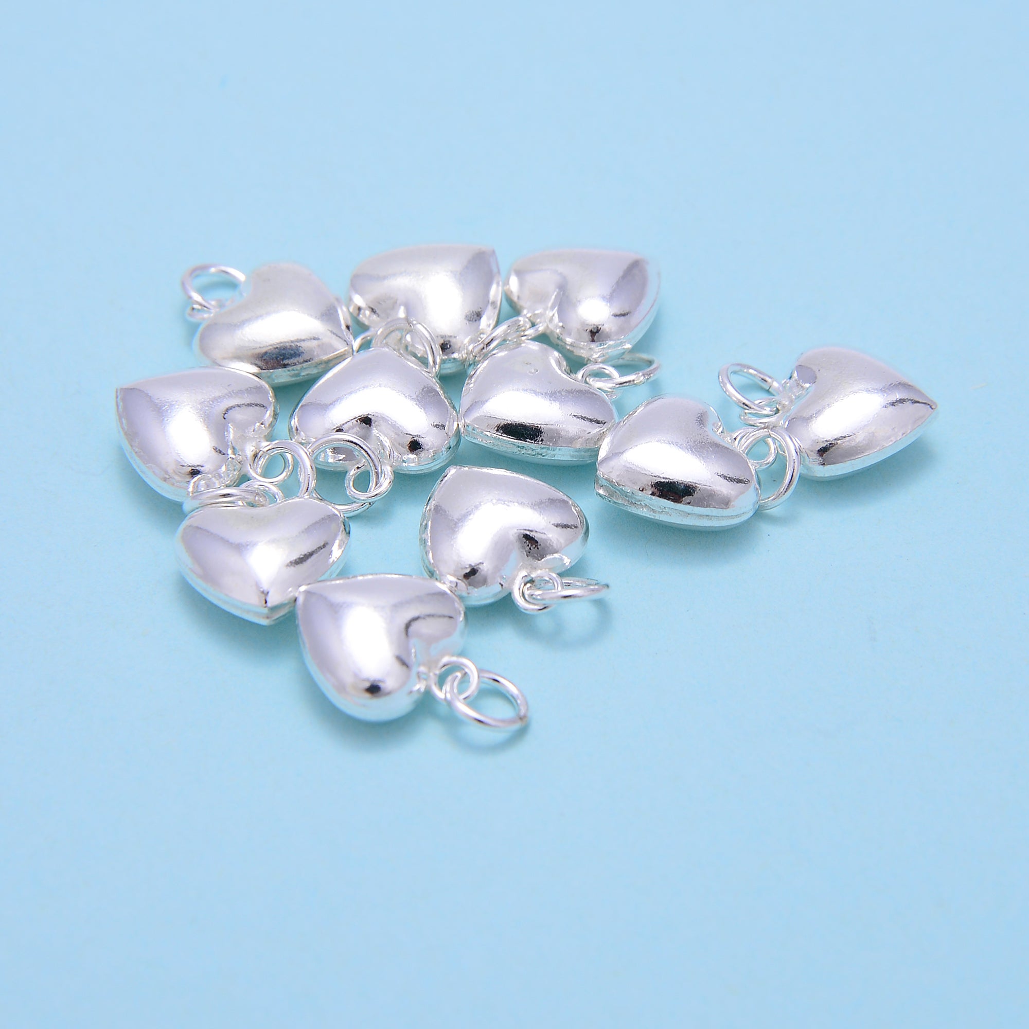 925 Sterling Silver Heart Pendant Charm - 10x11mm (2Pcs/Bag) - Perfect for Necklaces, Bracelets & DIY Jewelry Making