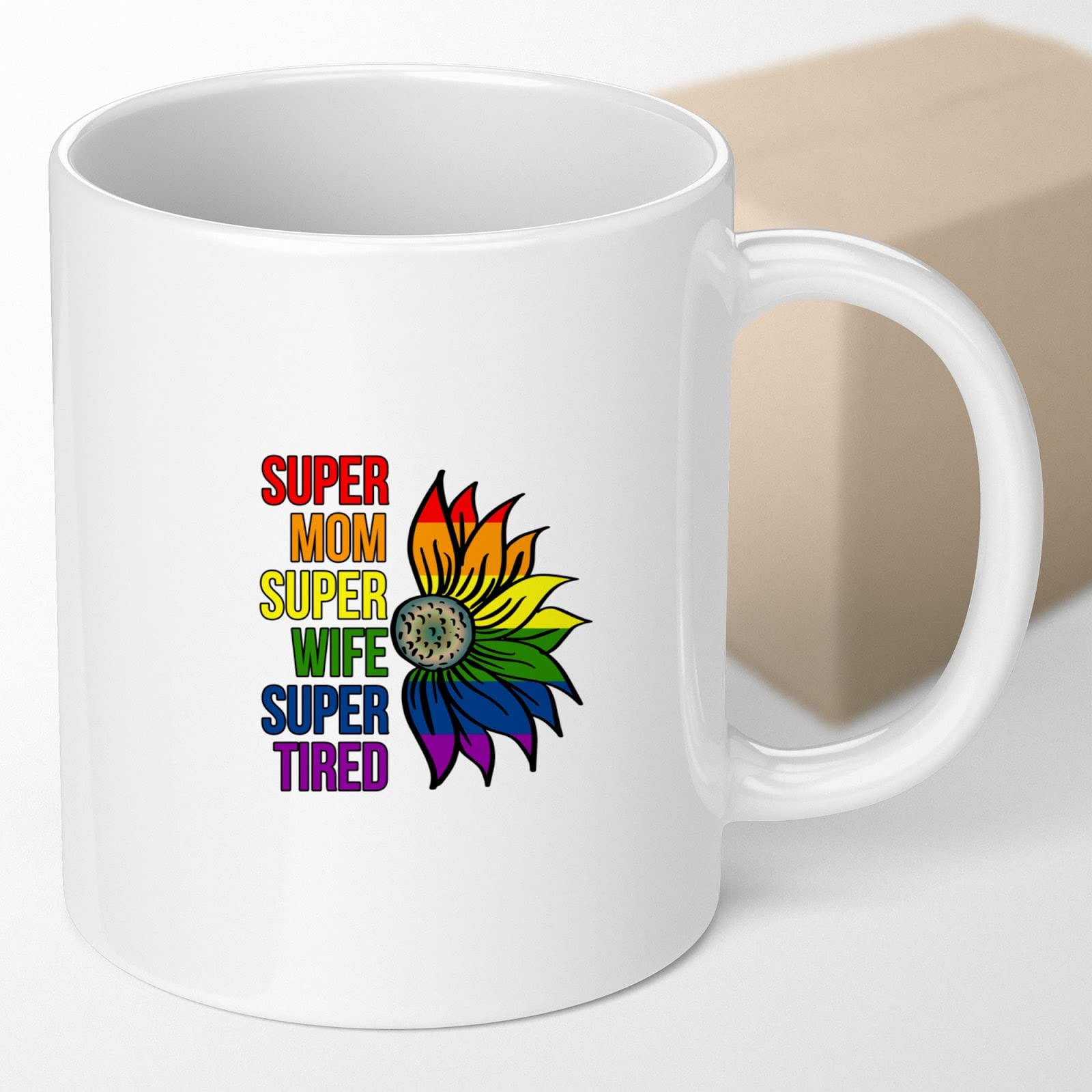 Funny Coffee Mug Gift for Mom Wife - Super Mom Super Wife Cute Present from Daughter Son or Husband - Mother's Day Christmas Birthday Gift Idea - Perfect for Office Home or Daily Coffee Time