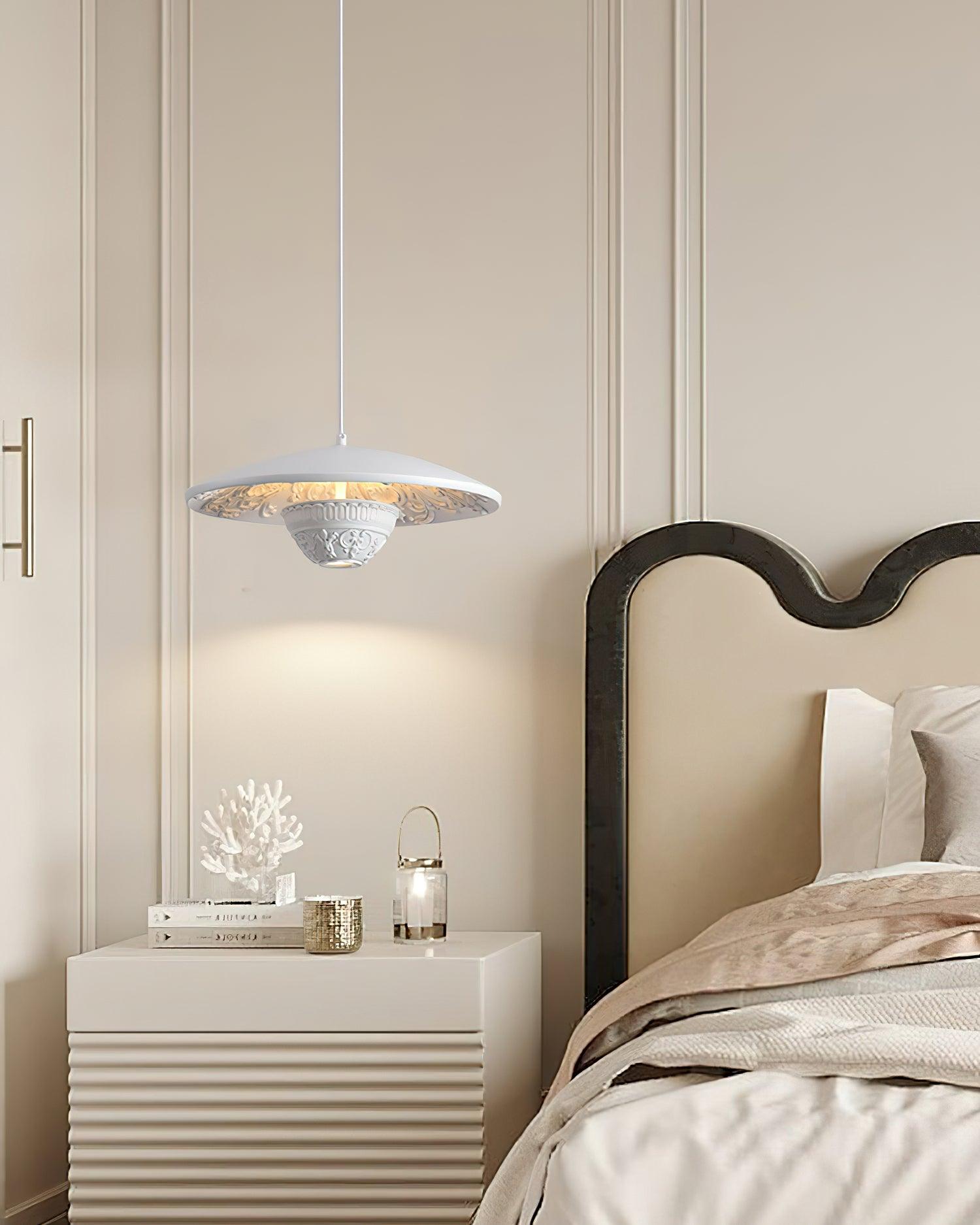 Stylish UFO Resin Pendant Light - Modern Flying Saucer Ceiling Lamp for Living Room, Bedroom & Dining Room Decor - Durable Hanging Light Fixture with Unique Design