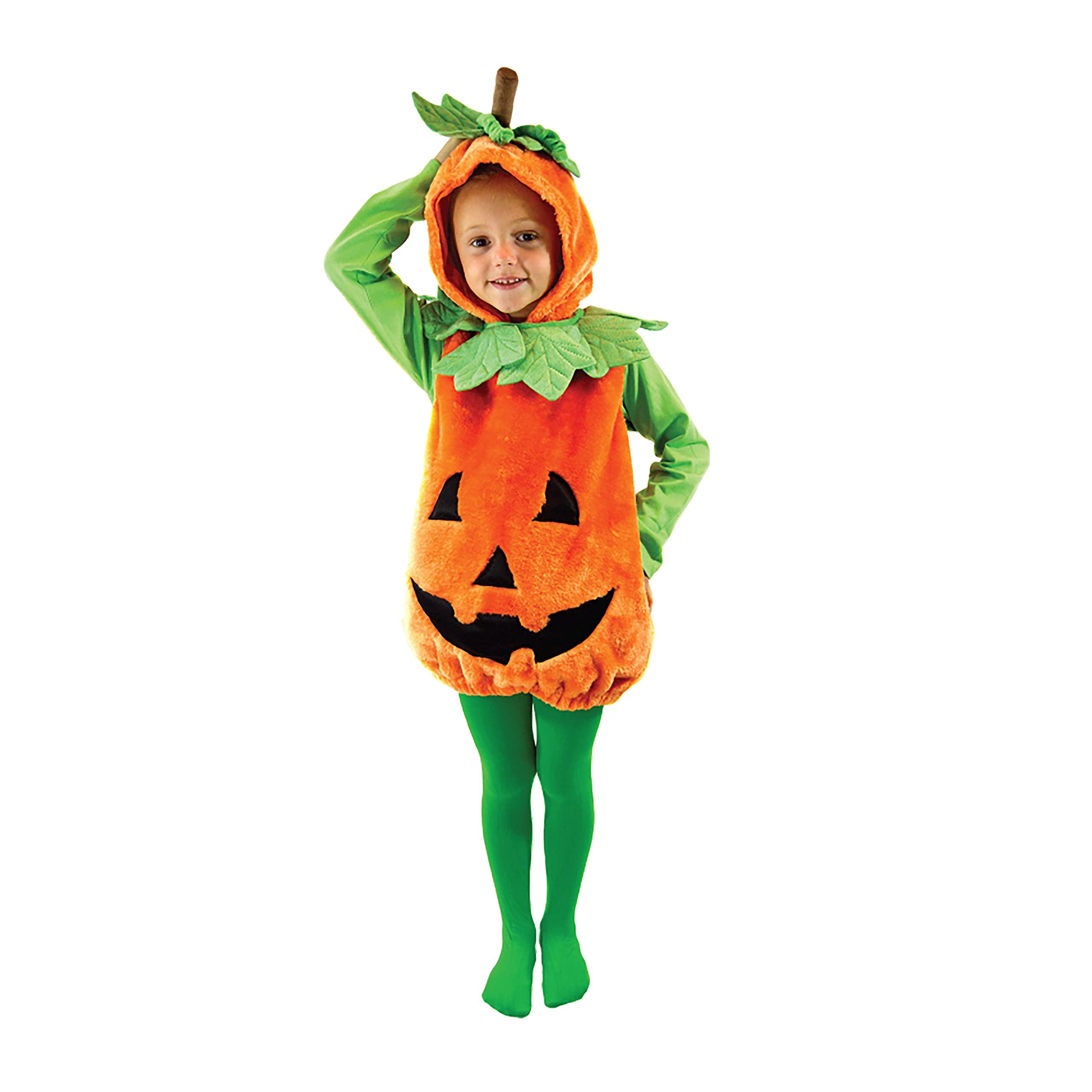 Spooktacular Halloween Pumpkin Costume for Toddlers & Kids - Green Leaf Accents | Pumpkin Themed Party Outfit | Trick-or-Treating, Halloween Festivals & Costume Contests