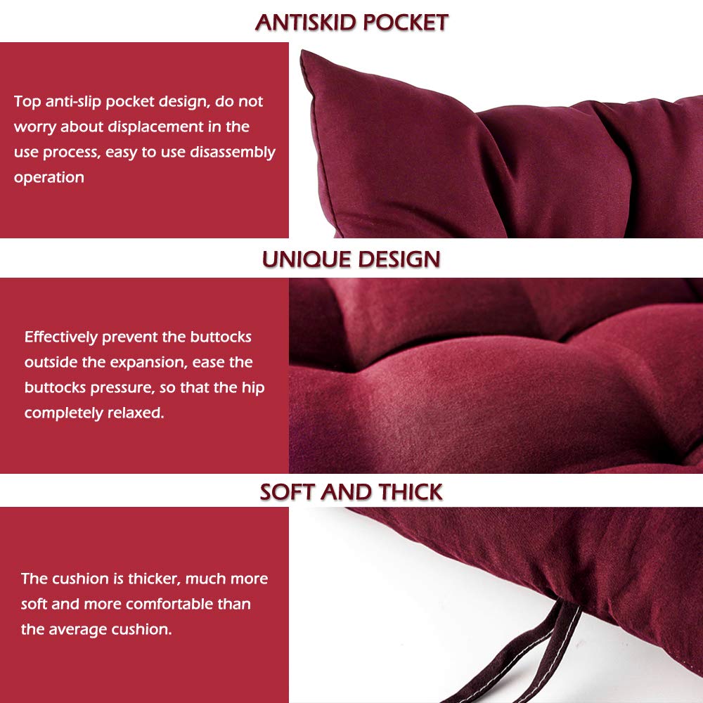 Scorpiuse Non-Slip Chair Cushions with Ties - 15x15 Inch Set of 4, Breathable Pearl Cotton Filled Seat Pads for Dining, Living Room, Kitchen & Office Chairs - Perfect for Home, Office & Restaurant Use (Red)