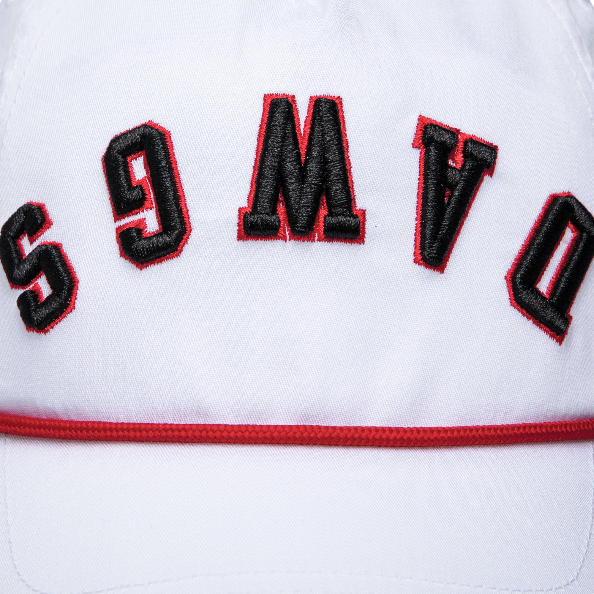 Dawgs Upside Down Rope Hat - White Baseball Cap with Red Rope Detail for Outdoor Sports & Casual Wear