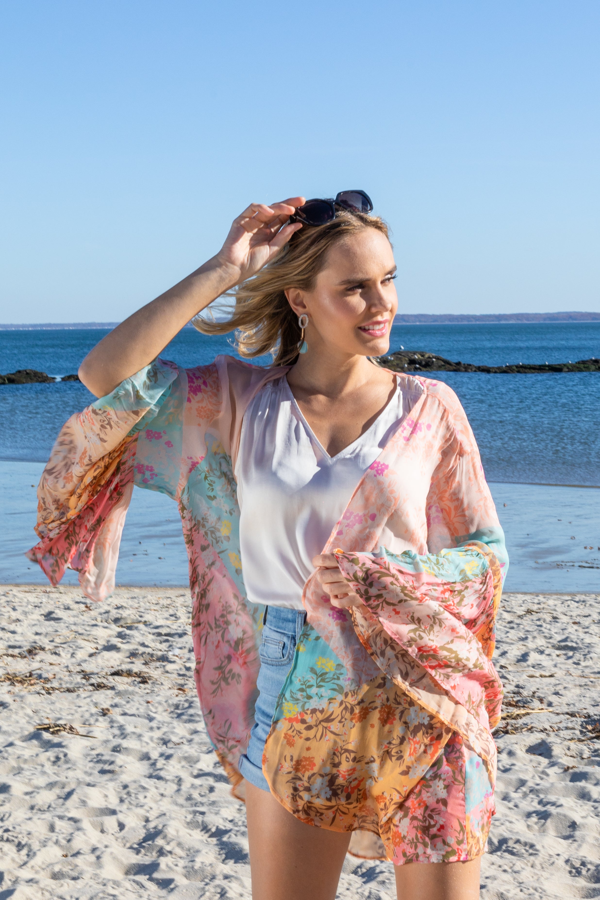 Elegant Floral Ruffle Sleeve Kimono Robe - Boho Chic Loungewear for Women | Perfect for Spa Days, Beach Cover-ups & Home Relaxation