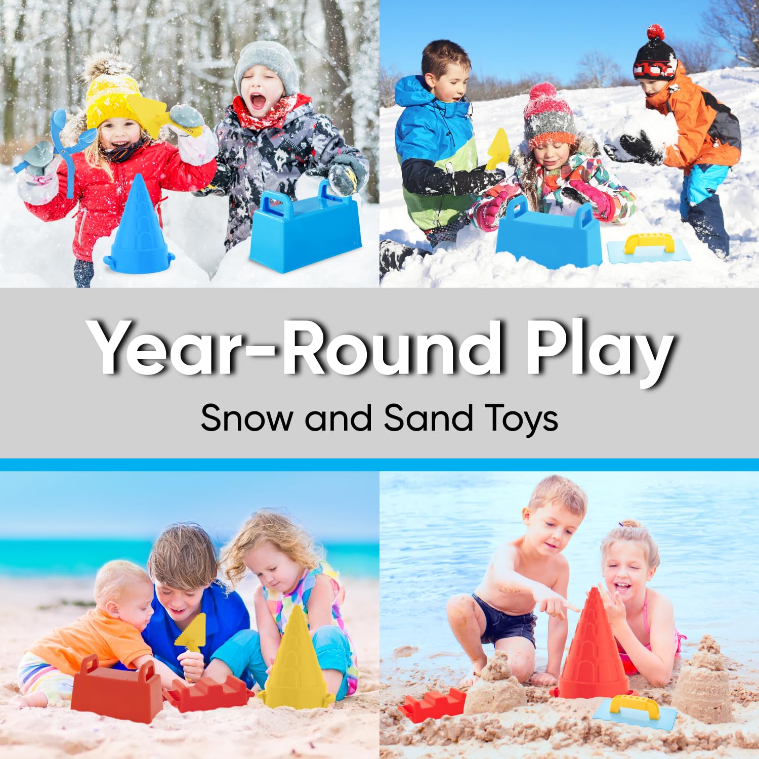 Premium Sandcastle Building Kit & Snow Brick Maker - Kids & Adults Beach & Snow Toys for Sandcastles, Igloos, Snow Forts | Perfect for Summer Beach Days & Winter Snow Play | Outdoor Sandbox & Snow Play Essentials