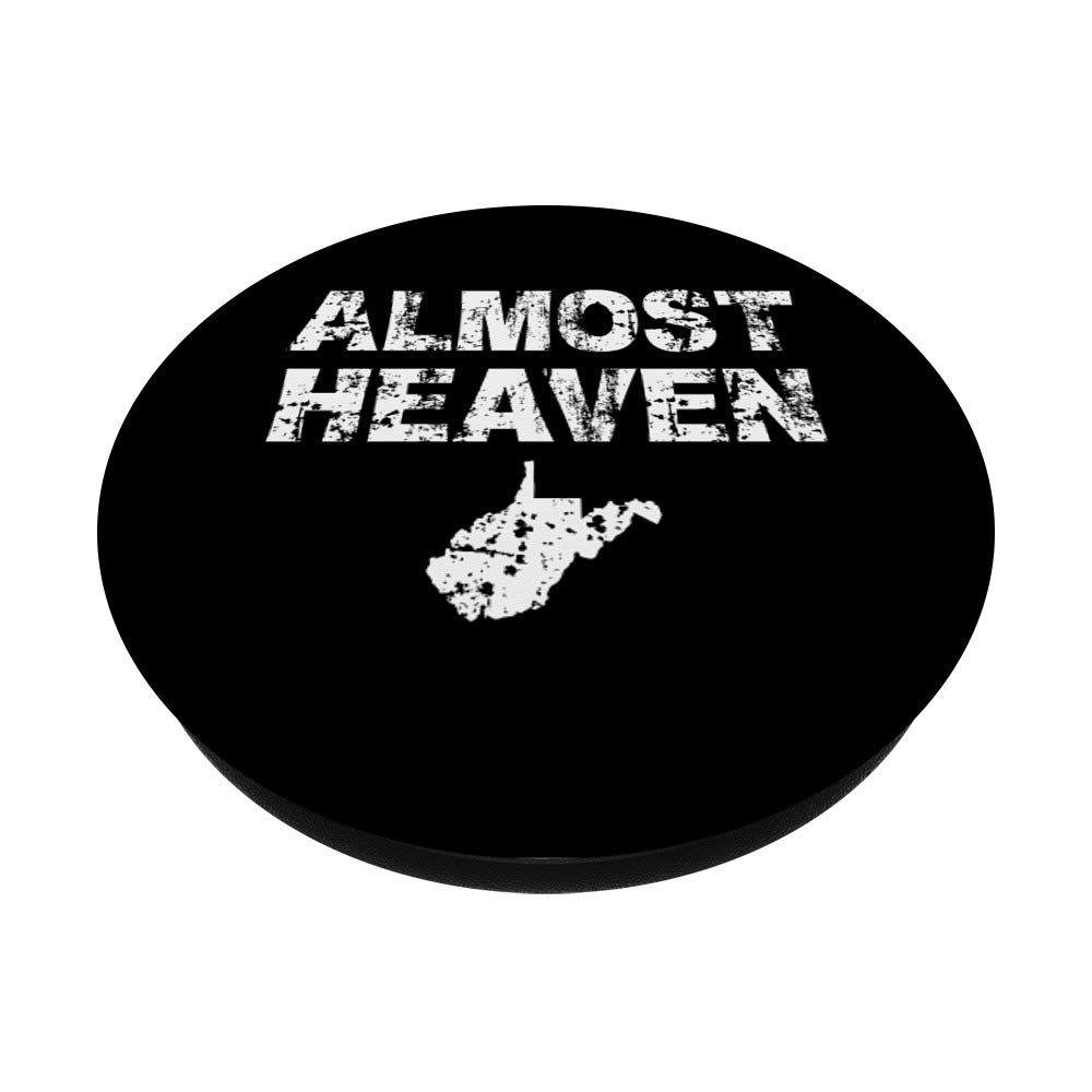 ALMOST HEAVEN WEST VIRGINIA BLACK PopSockets PopGrip - Swappable Phone Grip for iPhone, Samsung & Tablets | Secure Hold for Gaming, Photography & Daily Use