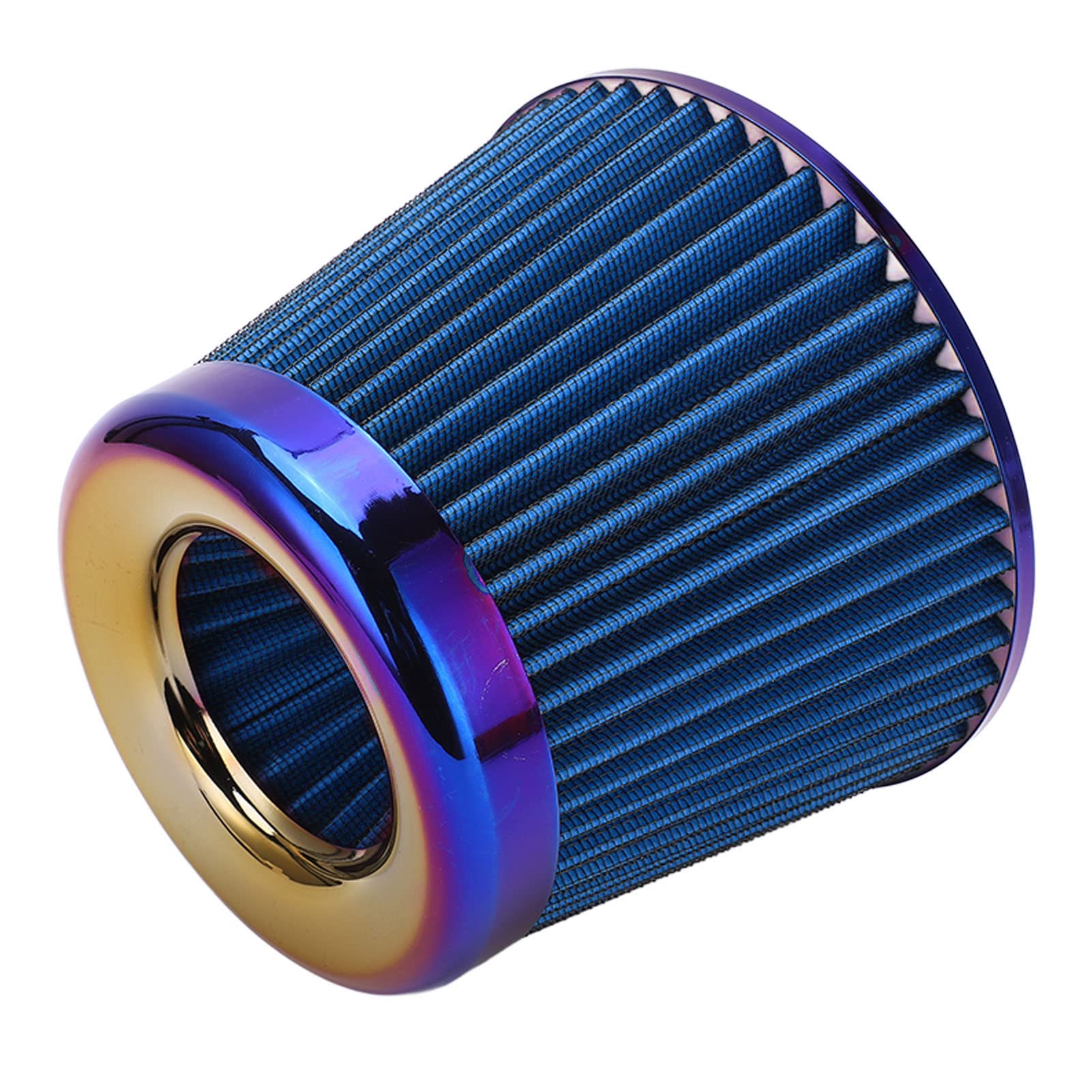 High Performance Universal Air Intake Filter - Reusable 2-Layer Car Air Filter with Rubber Seal (Blue) | Boost Horsepower & Engine Efficiency | Perfect for Car Modifications & Performance Upgrades