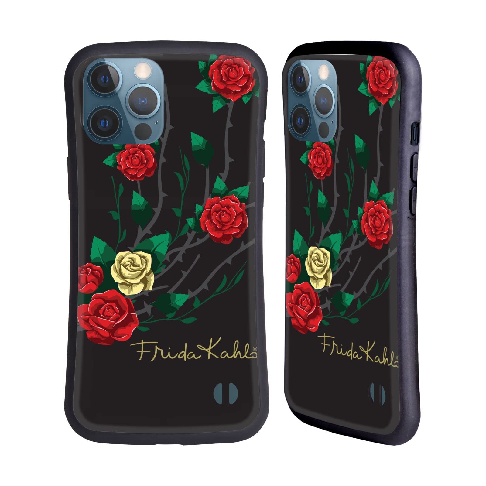 Officially Licensed Frida Kahlo Shrub Roses Hybrid Phone Case for Apple iPhone 13 Pro Max - Artistic Protection for Everyday Use & Gift Giving