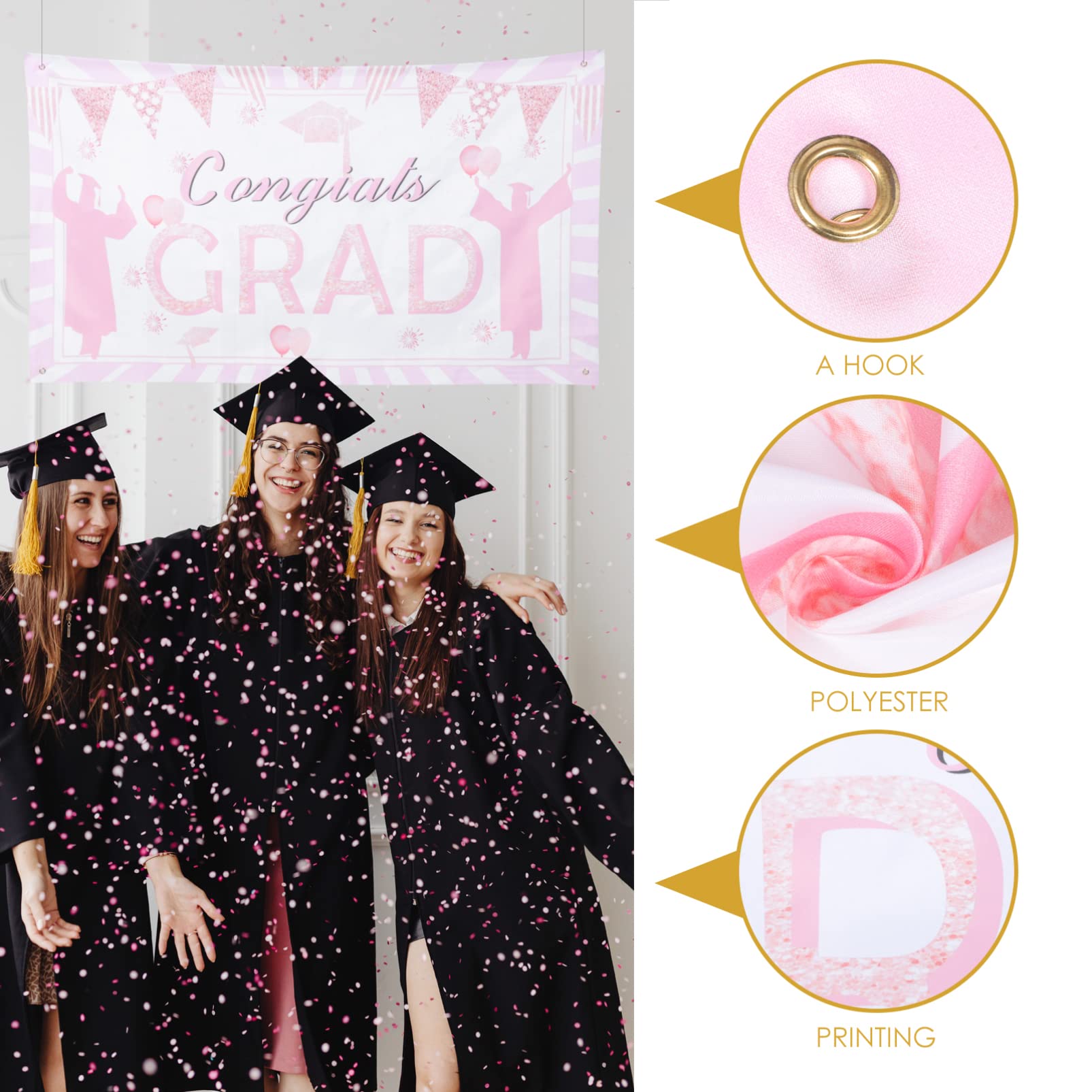 FOMIYES 2022 Graduation Banner - Outdoor Graduation Backdrop Decorations for Front Door, Office & Party - Polyester Graduation Background Cloth for Congratulation Signs & Photo Booths - Perfect for Graduation Season Celebrations