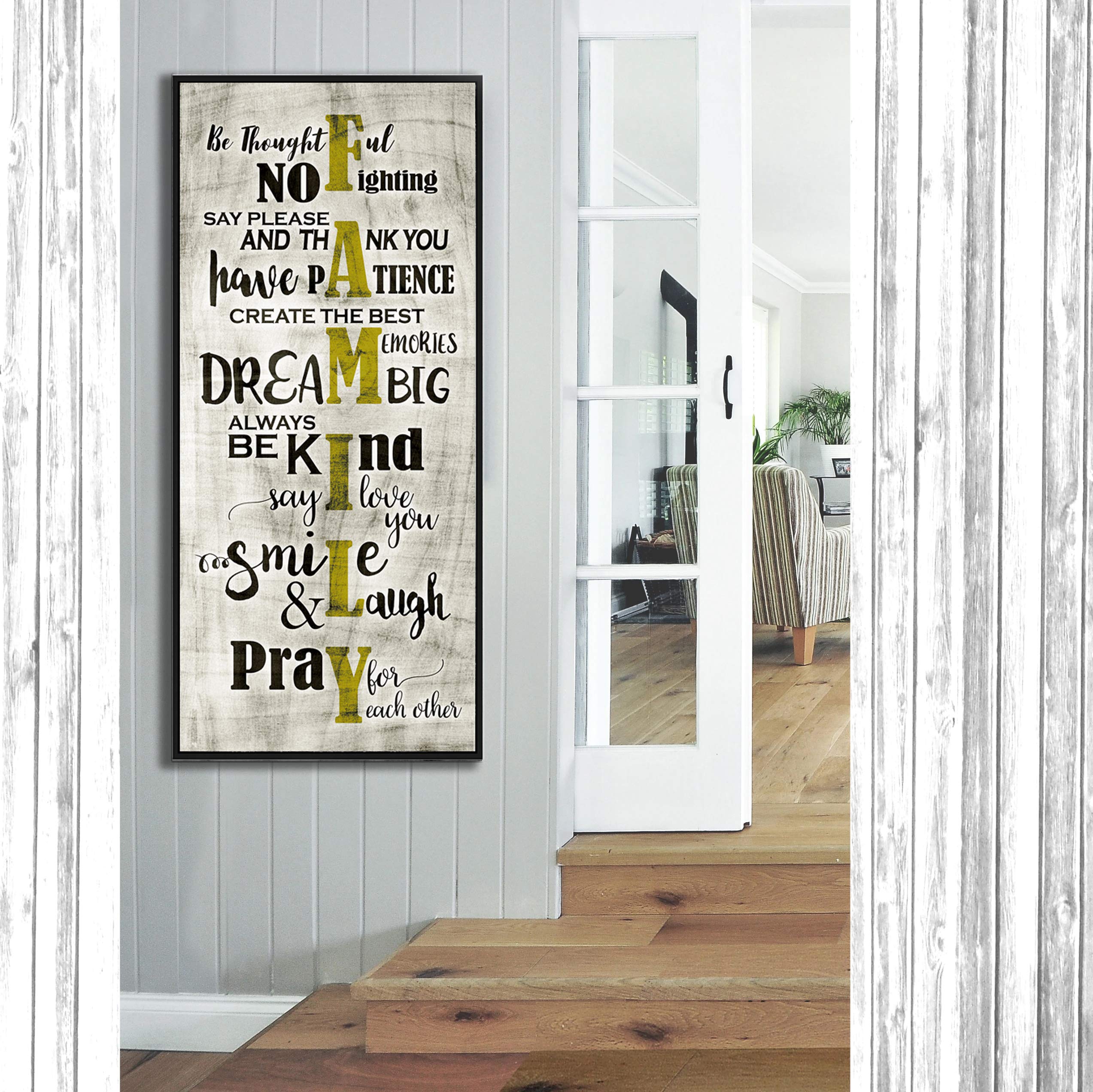 Farmhouse Family Sign Wall Art - Large Canvas Decor for Living Room