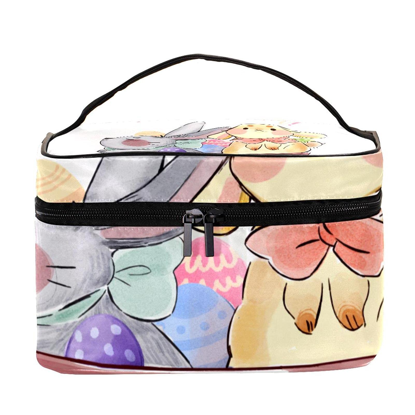 Easter Bunny & Eggs Travel Makeup Bag - Large Cosmetic Organizer with Zipper for Women & Girls | Perfect for Holiday Travel, Gym, Beach & Daily Essentials Storage