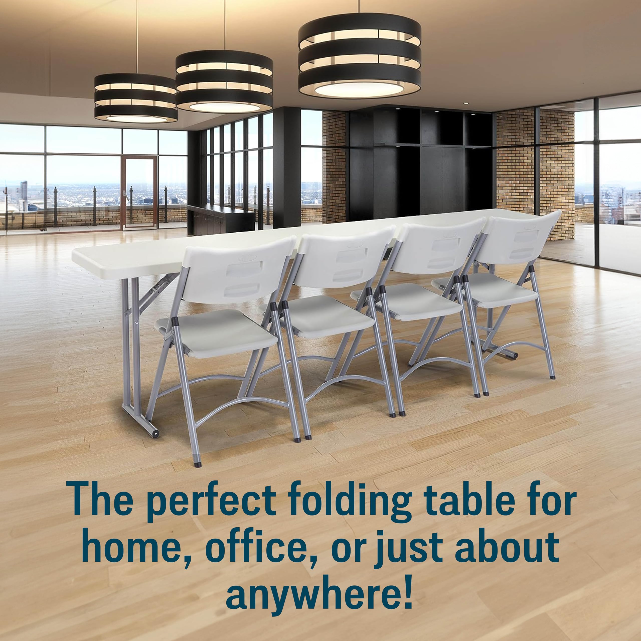 National Public Seating 18x96 Inch Heavy Duty Folding Table - Portable Conference Table for Office, Training Rooms & Events - Lightweight Durable Indoor/Outdoor Use in Speckled Gray - Perfect for Seminars, Trade Shows & Banquets