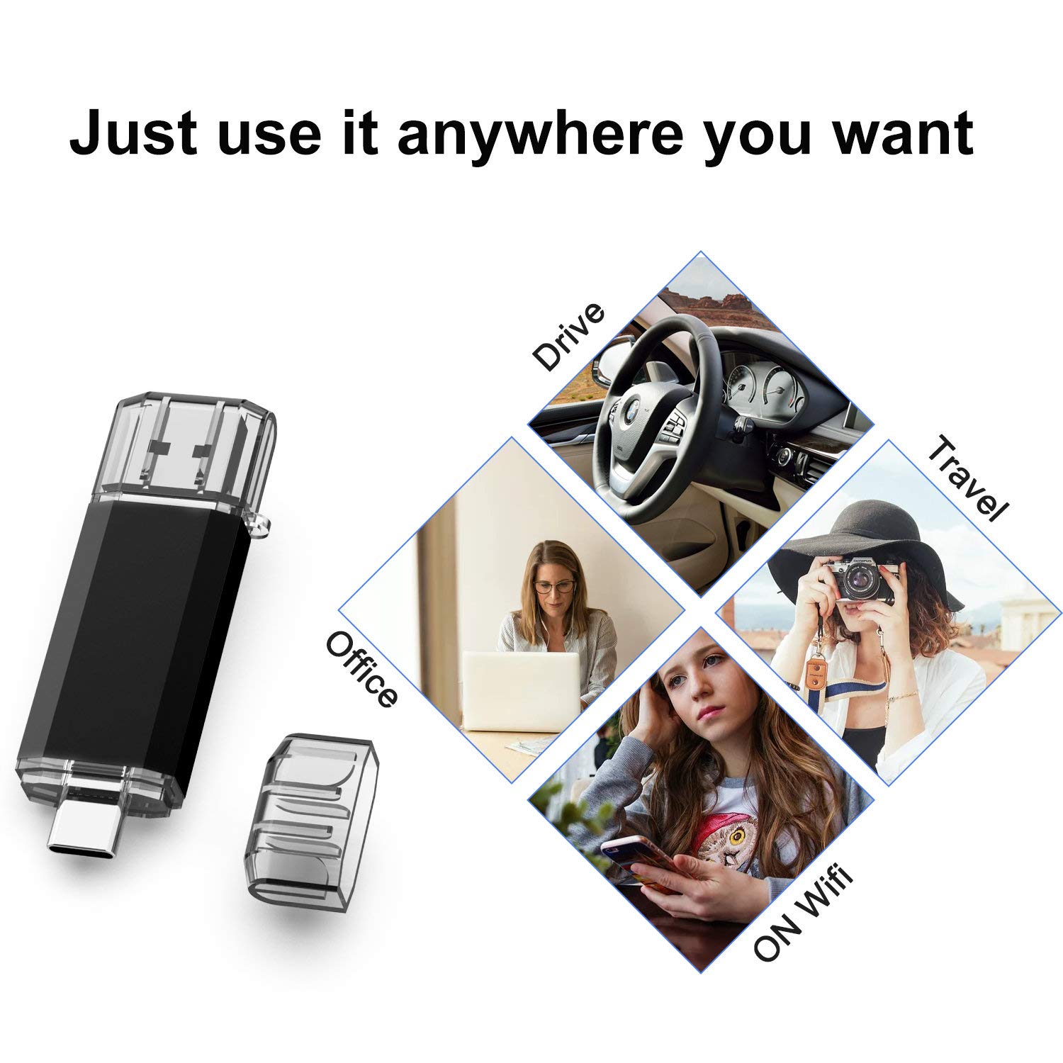 KOOTION 128GB USB C Flash Drive - High Speed 90MB/s for Samsung/Huawei - Travel & Work Storage