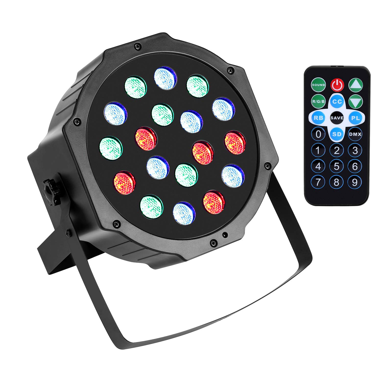 Greensen 18W RGB LED Party Lights - Sound Activated Strobe DJ Stage Lighting with Remote Control for Home, Bar, Karaoke & Disco Shows | Perfect for Dance Parties, Nightclubs & Stage Performances