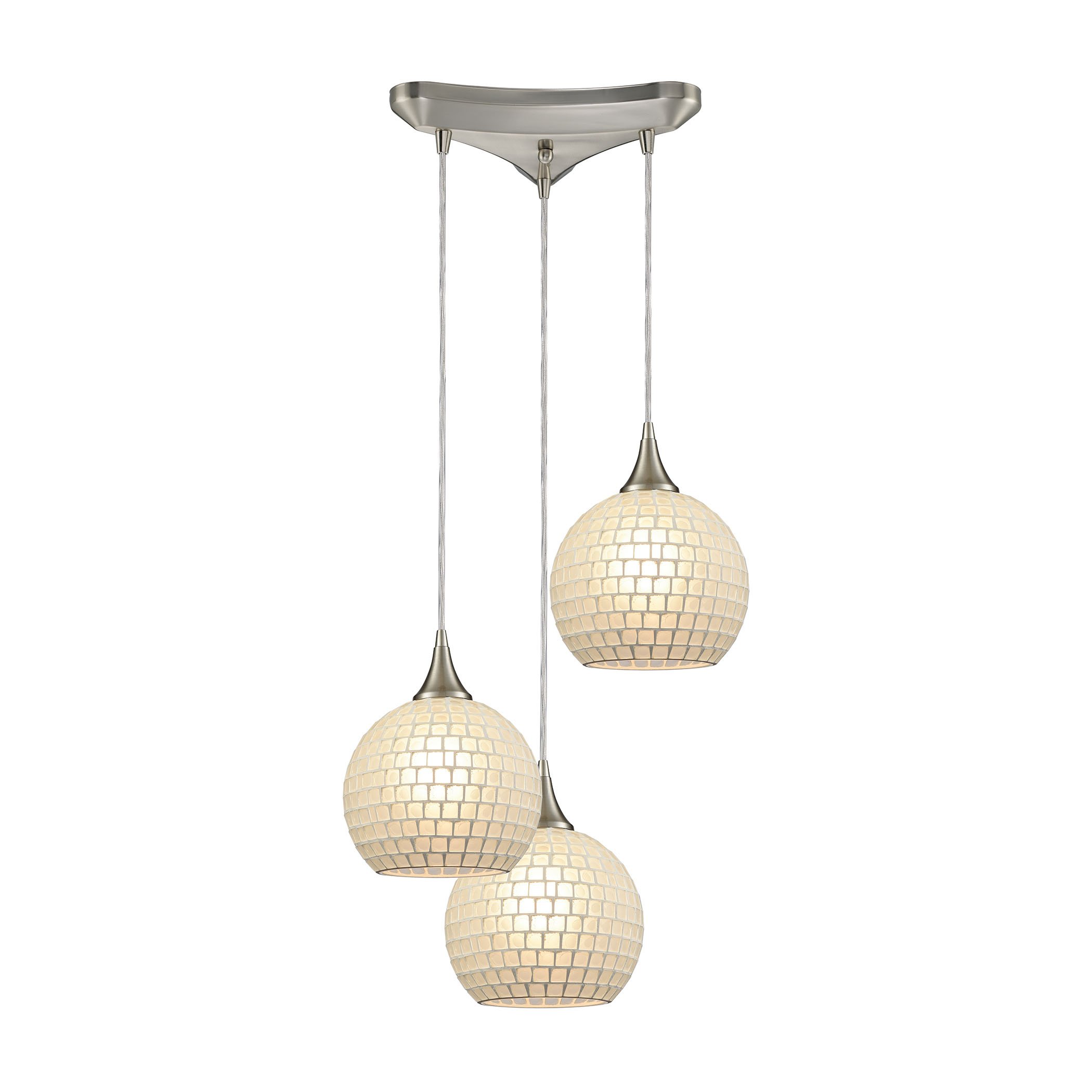 Elk Lighting 529-3WHT Modern Pendant Light Fixture in Satin Nickel Finish - Perfect for Kitchen Island, Dining Room, and Bedroom Lighting