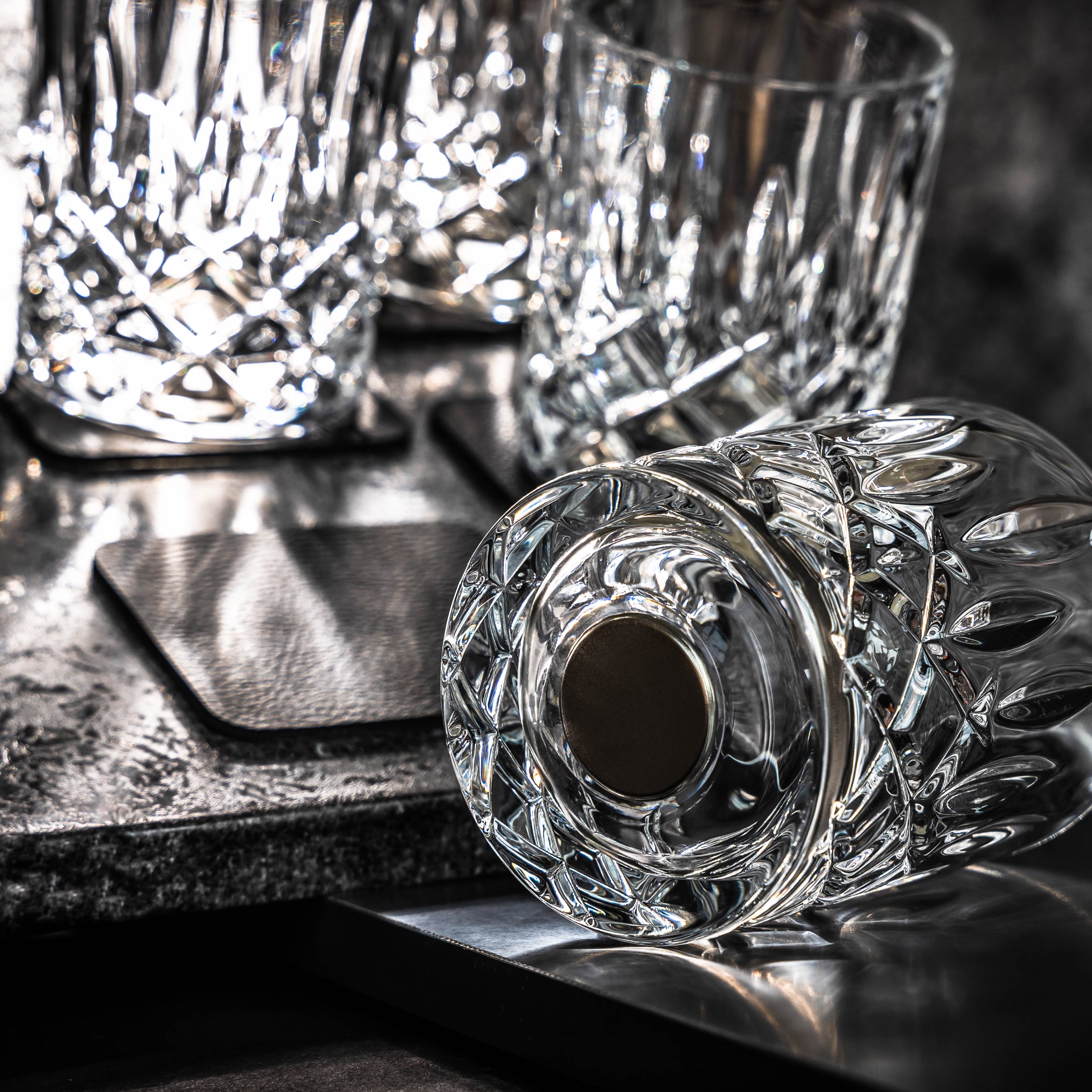 Premium Crystal Whiskey Glasses with Magnet Base - Elegant Drinking Glasses for Scotch, Bourbon & Whiskey - Perfect for Home Bars, Gifting & Special Occasions