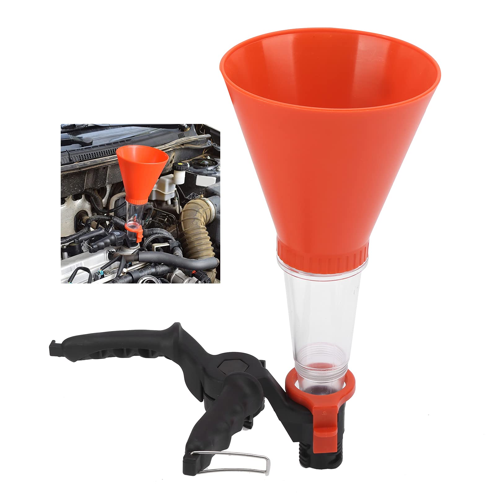 Akozon Oil Funnel Kit - ABS Fuel Funnel with Adjustable Clamp & Multi-Size Adapters for Car, Motorcycle, Lawn Mower - Durable Leak-Proof Oil Transfer Solution (1-Pack)